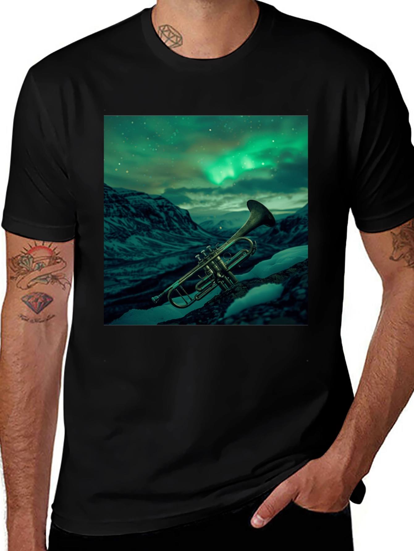 Variant 9 of Trumpet Northern Lights Graphic T-Shirt