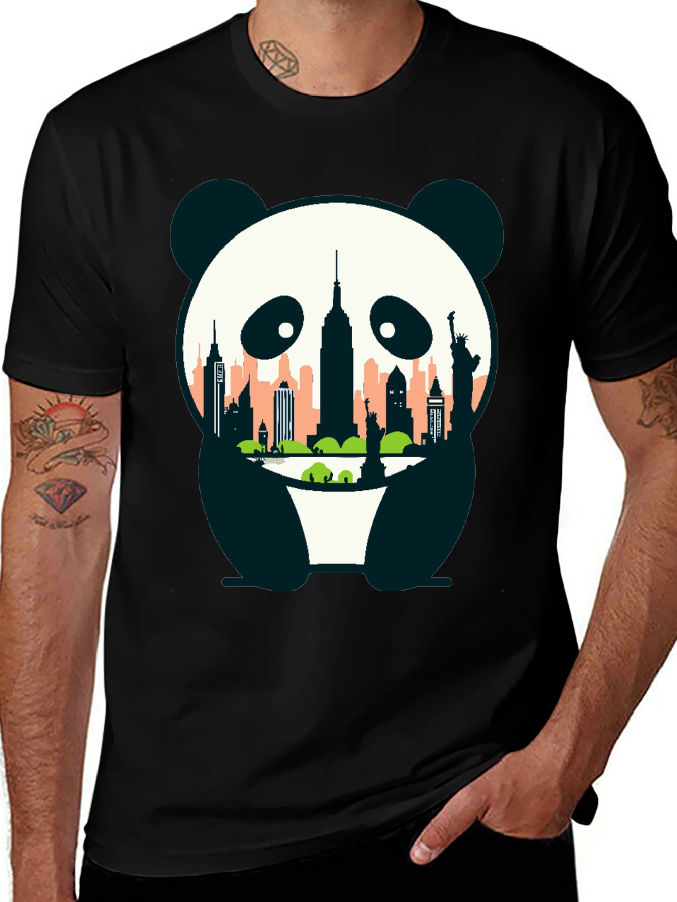 Variant 22 of Panda New York City T-Shirt - Skyline Graphic Tee