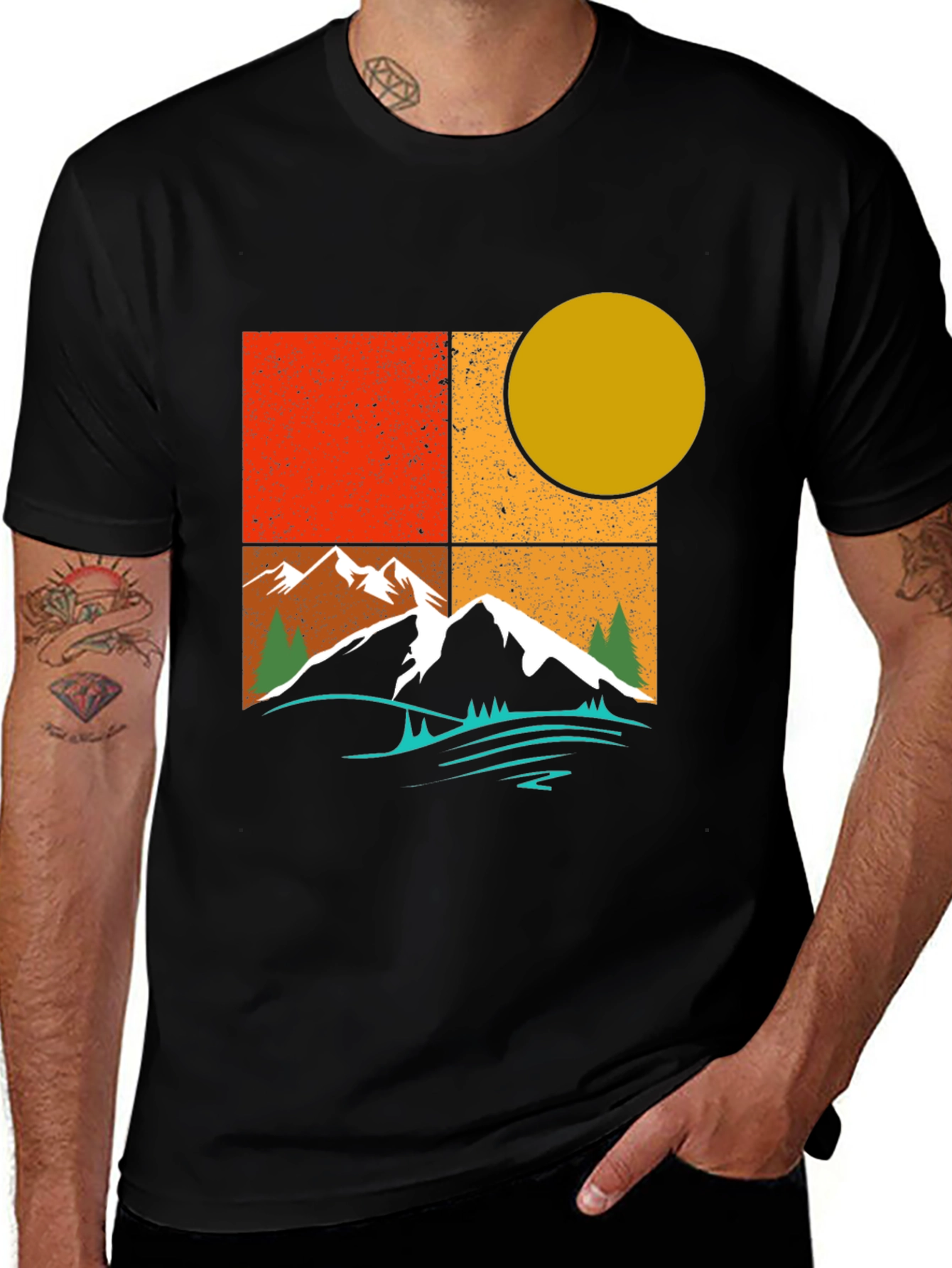 Variant 23 of Retro Mountain Scene Graphic Tee