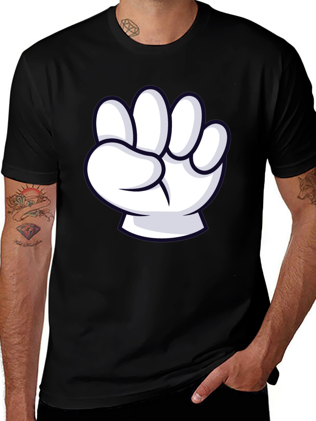 Variant 20 of Cartoon Hand Black T-Shirt
