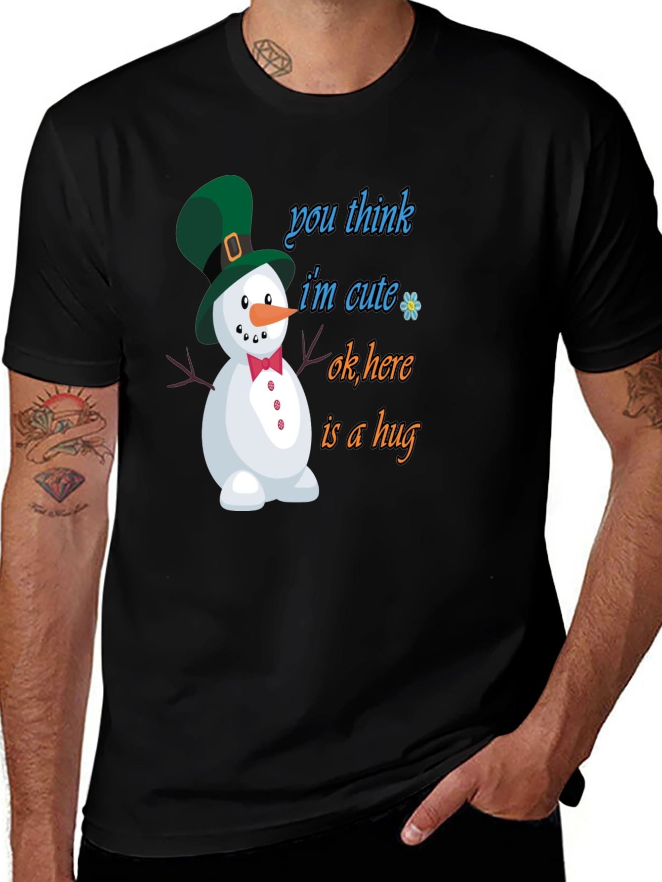 Variant 3 of Cute Snowman Graphic Tee - "Hug"