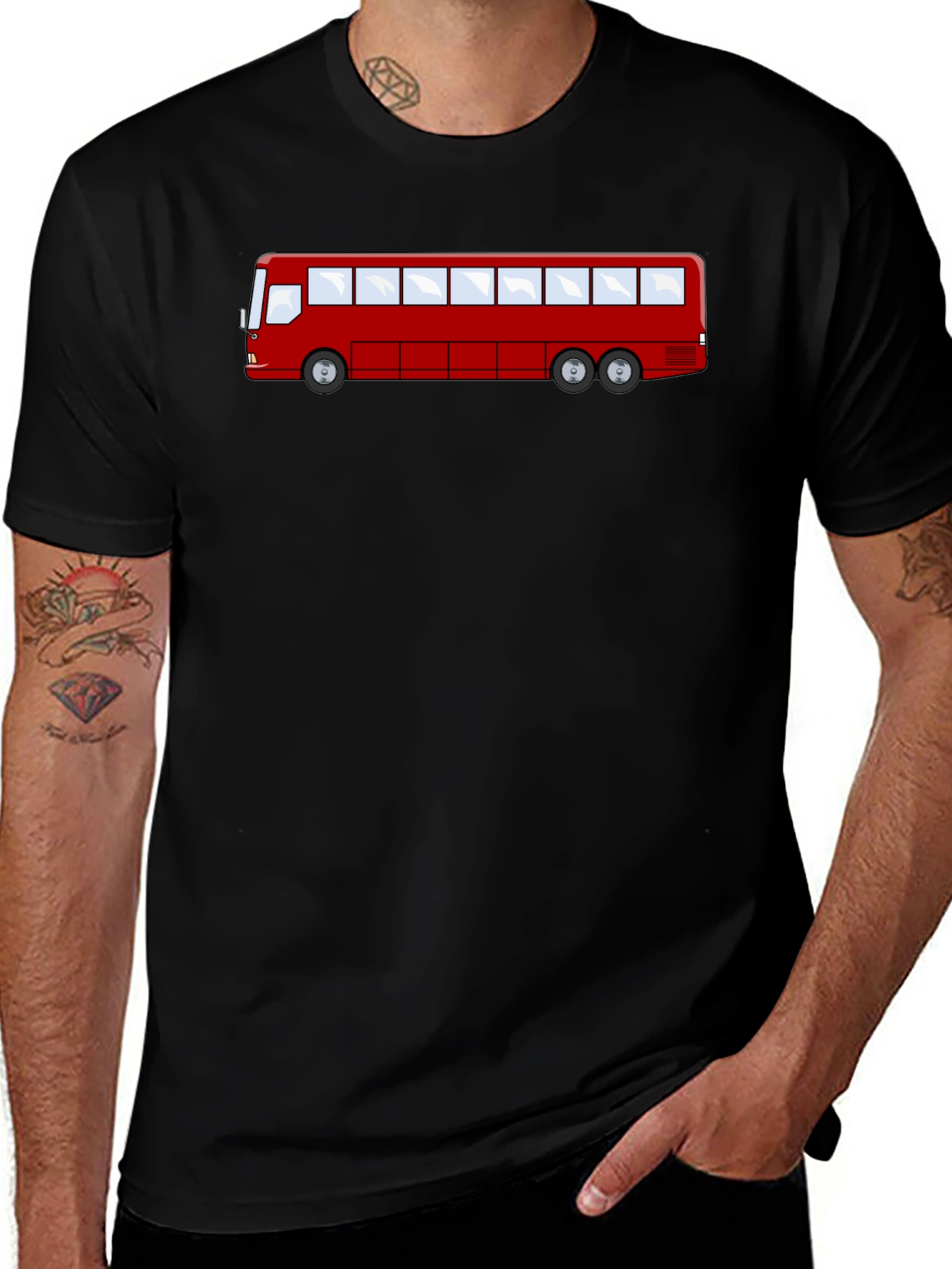Variant 15 of Red Bus Graphic T-Shirt - Classic Style