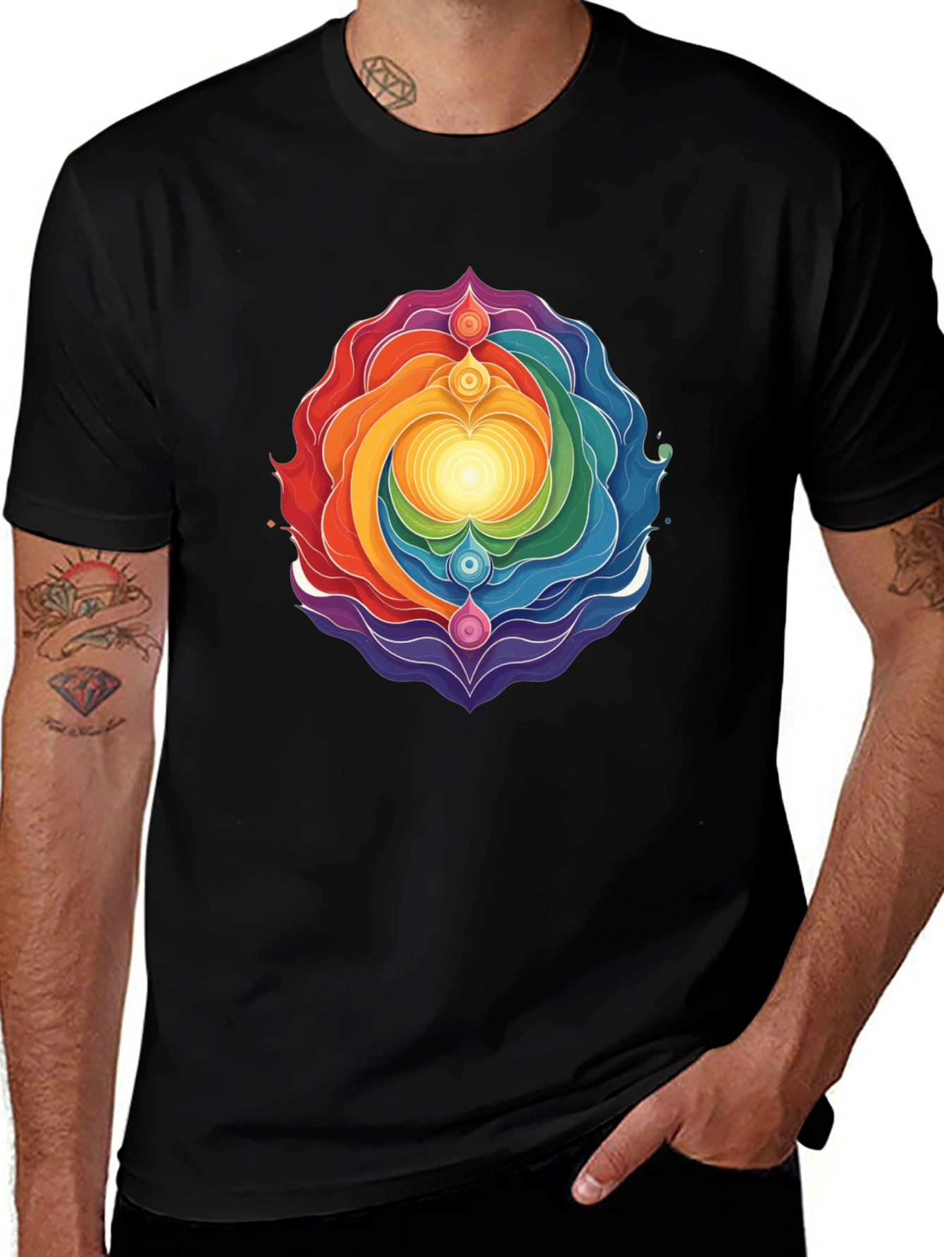 Variant 10 of Rainbow Chakra T-Shirt - Spiritual Design