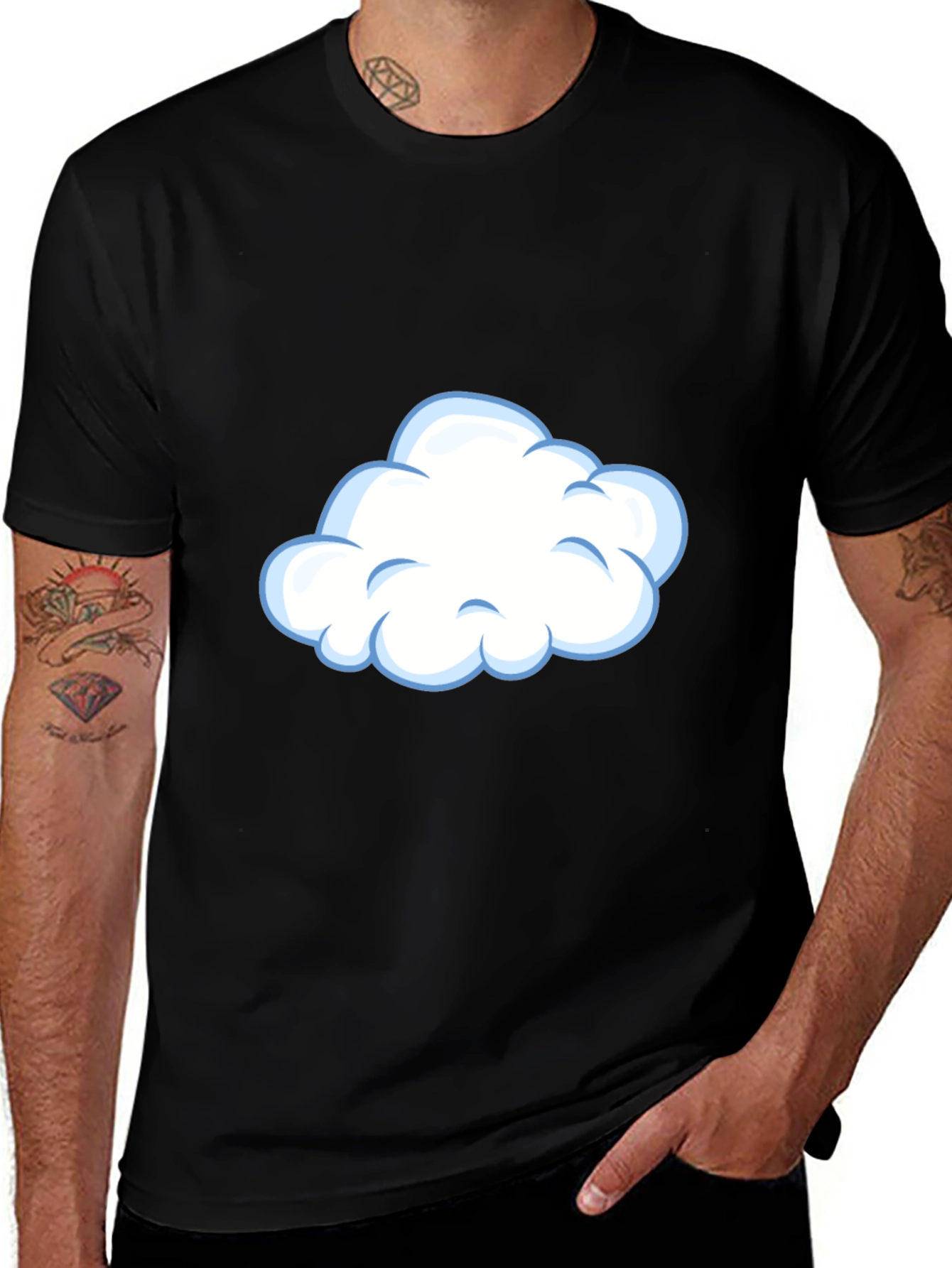 Variant 28 of Cloud Graphic Tee - Casual Black T-Shirt