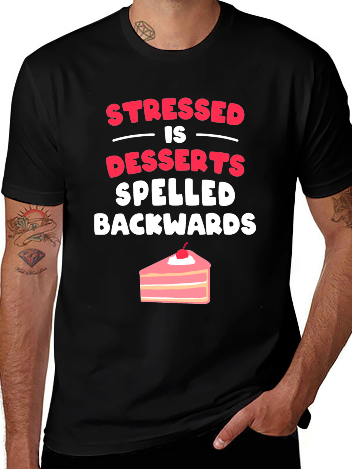 Variant 20 of Stressed is Desserts Spelled Backwards T-Shirt