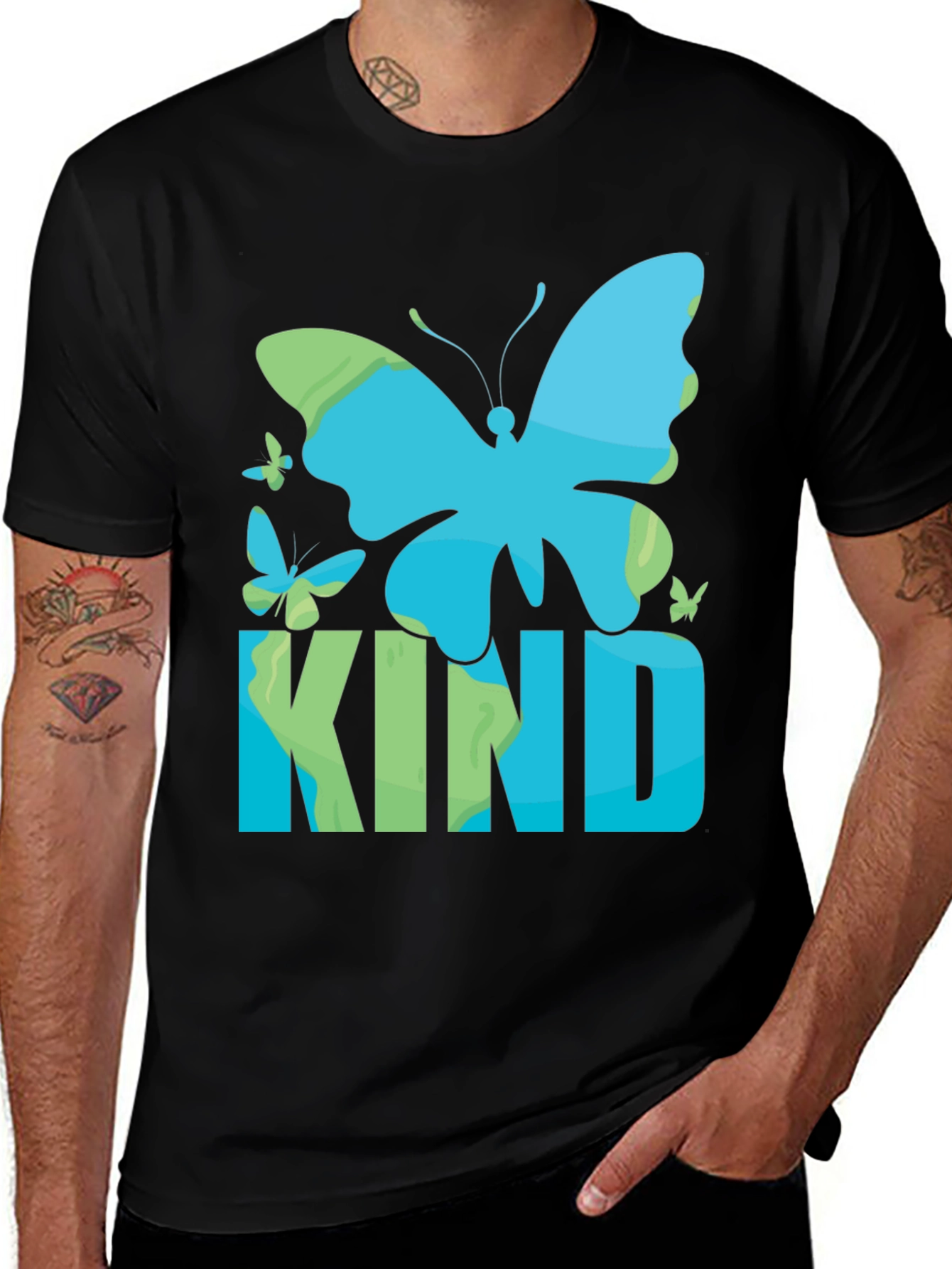 Variant 7 of Be Kind Earth Graphic Tee - Butterfly T-Shirt