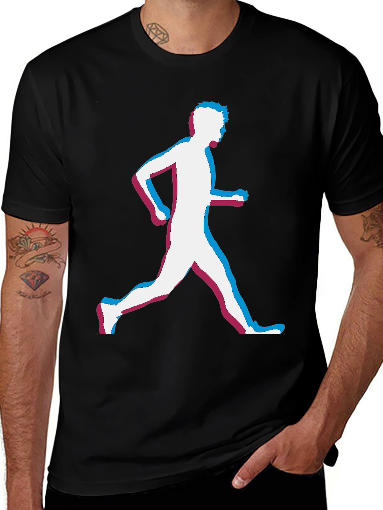Variant 27 of Runner Glitch Graphic Black T-Shirt