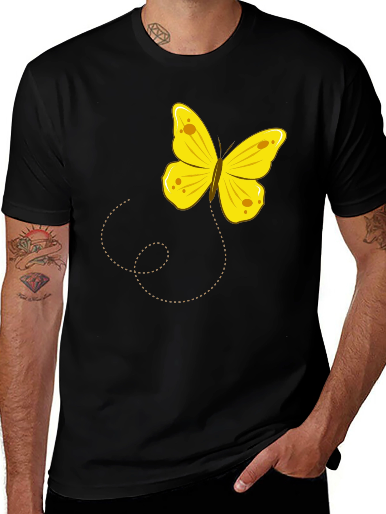 Variant 20 of Butterfly Graphic Tee - Black Cotton Comfort