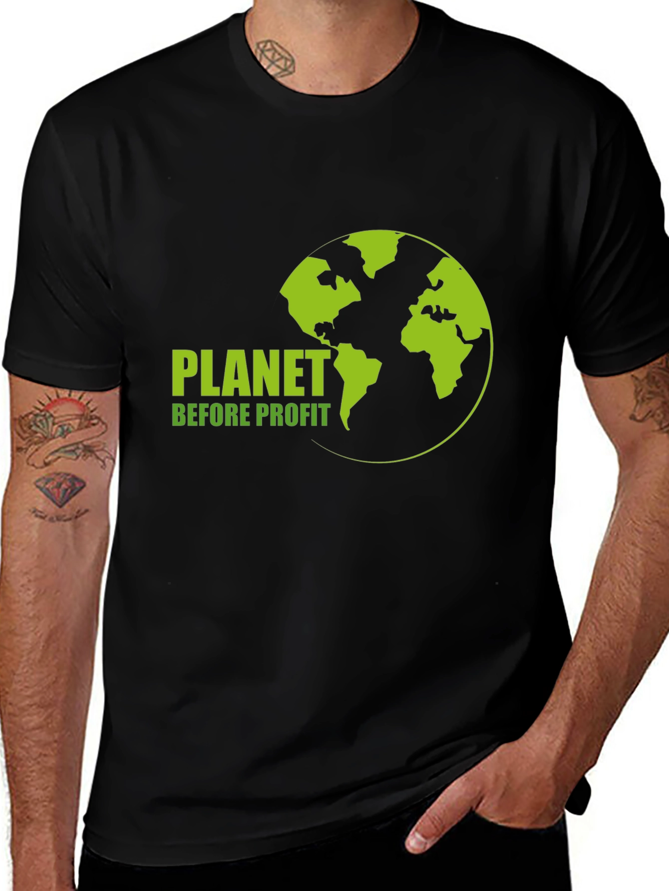 Variant 17 of Planet Before Profit Black Graphic Tee