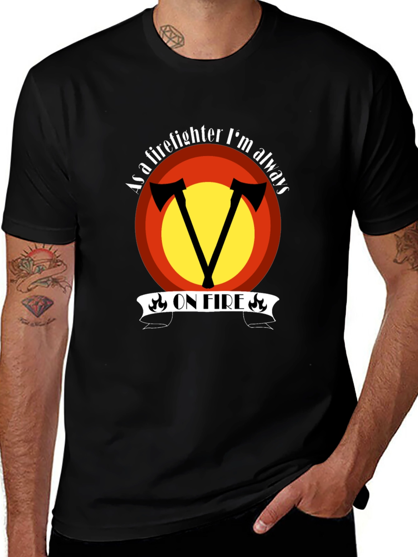 Firefighter On Fire Graphic Tee