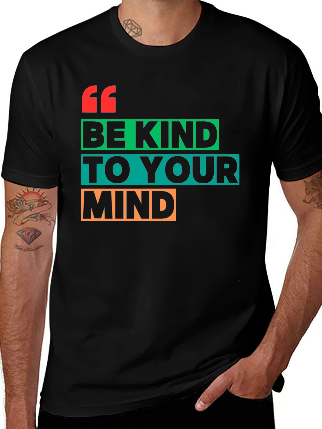Variant 12 of Be Kind to Your Mind Graphic Tee - Black T-Shirt