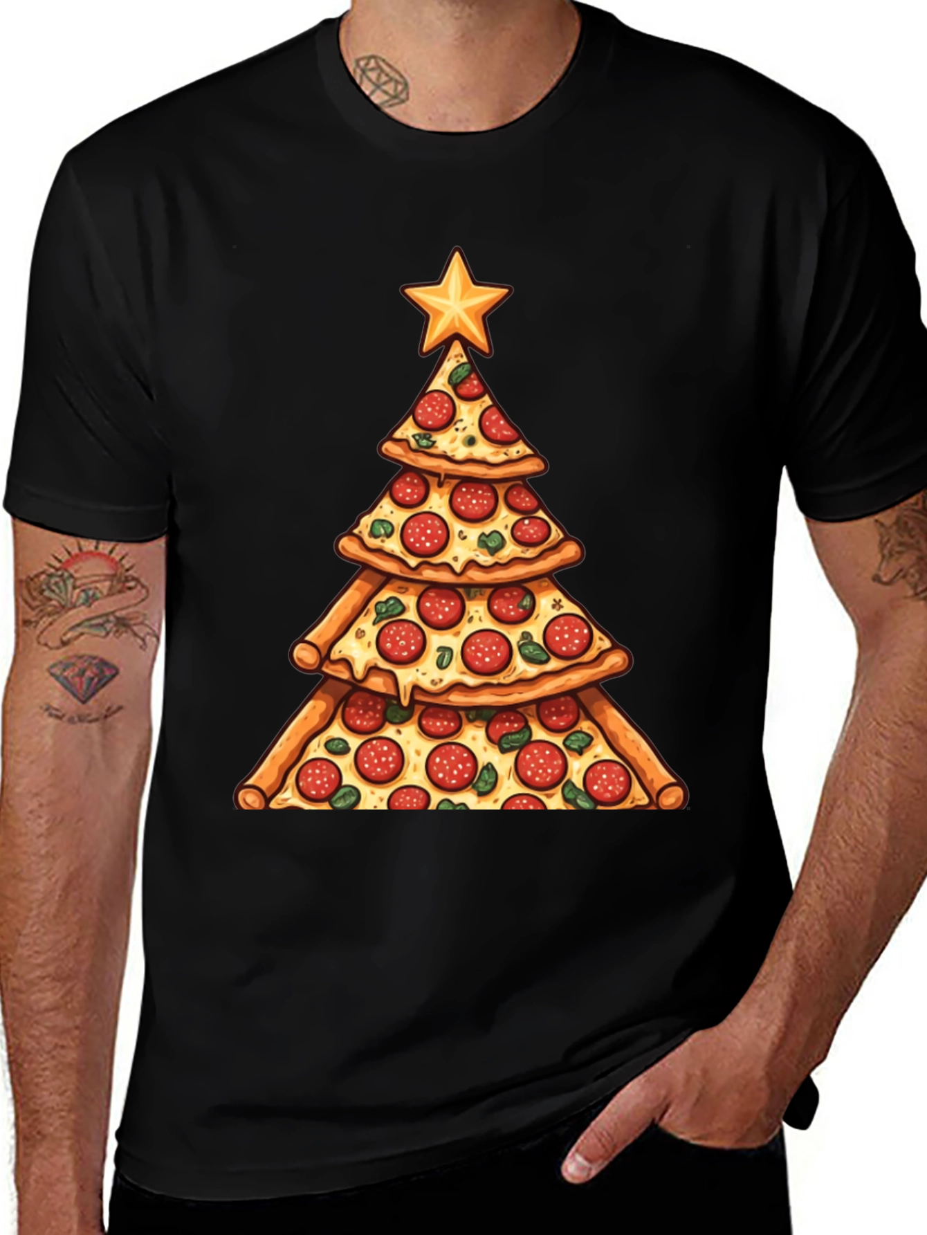 Variant 28 of Pizza Christmas Tree T-Shirt