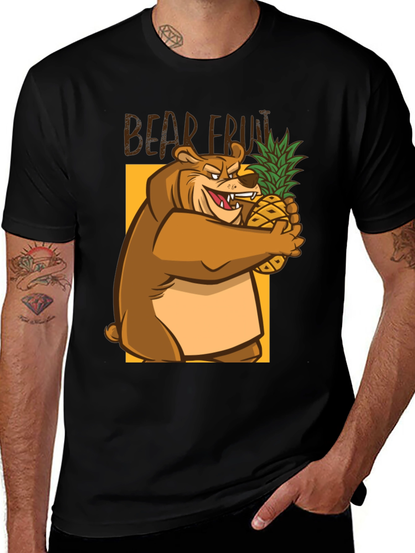 Variant 25 of Bear Fruit T-Shirt - Cartoon Bear Pineapple Design