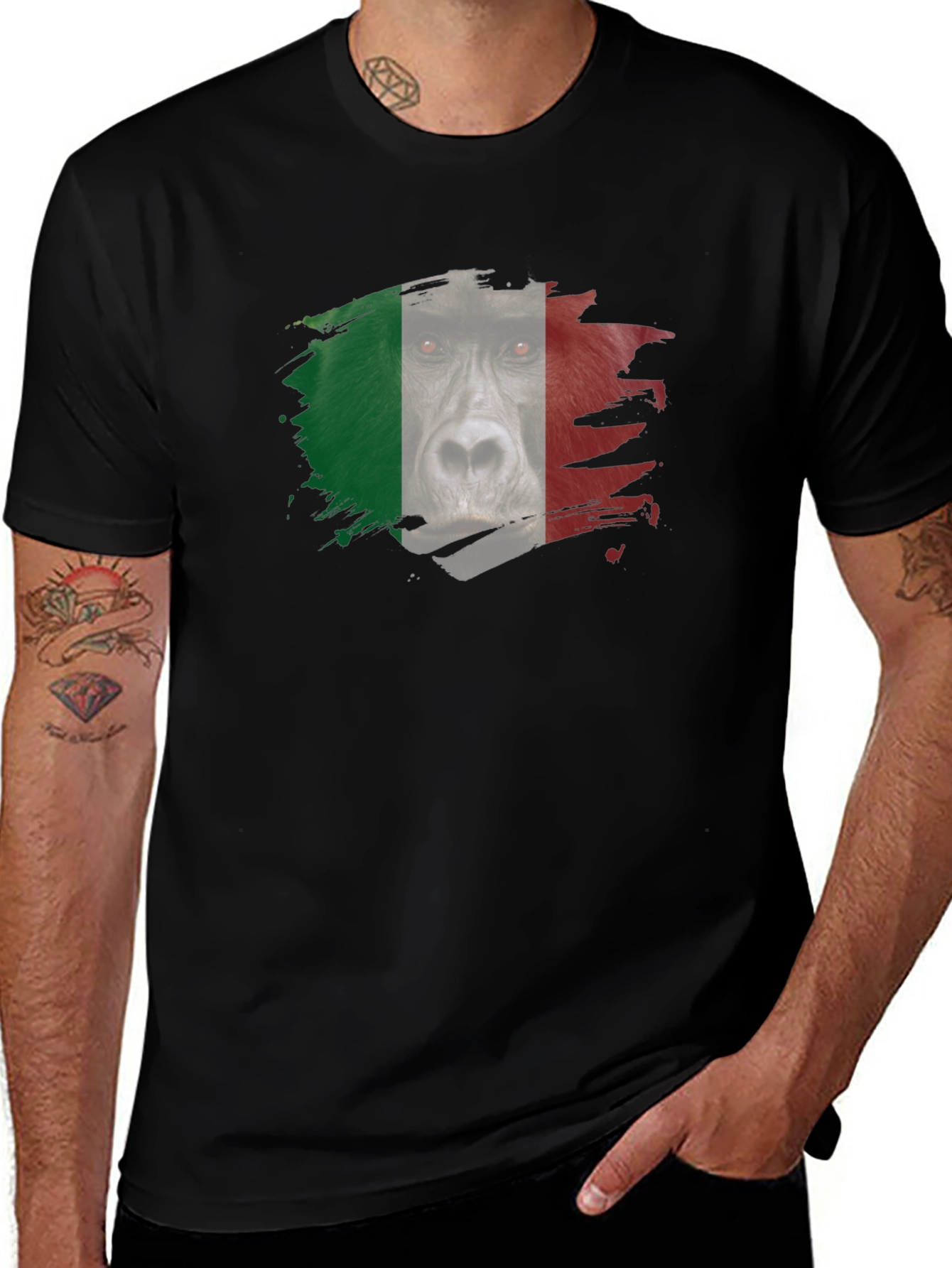 Italian Gorilla Flag Graphic T-Shirt