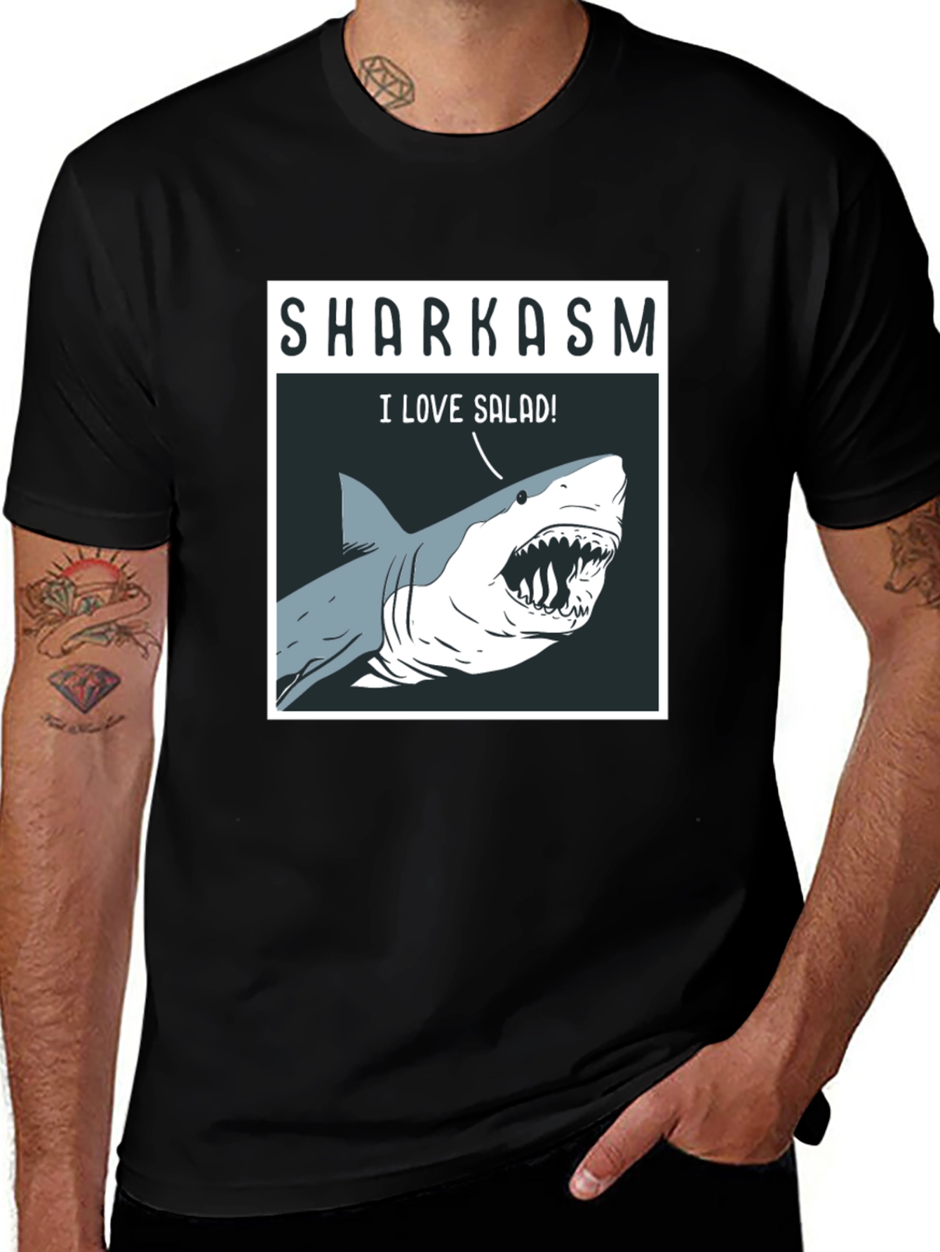 Sharkasm T-Shirt: I Love Salad! Funny Shark Tee