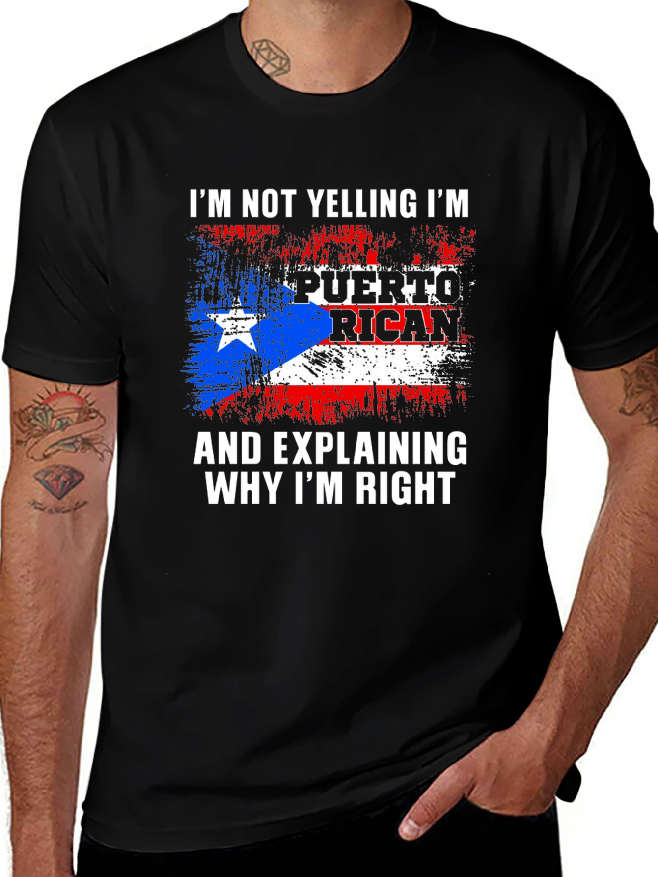 Puerto Rican Flag Graphic Tee - I'm Not Yelling