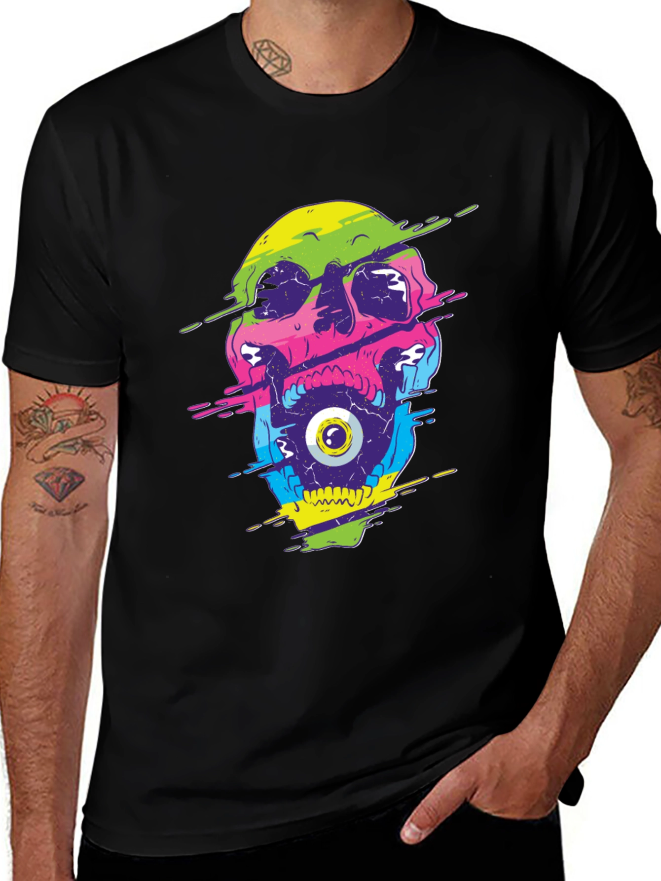 Variant 9 of Glitch Skull Graphic Tee - Bold and Unique