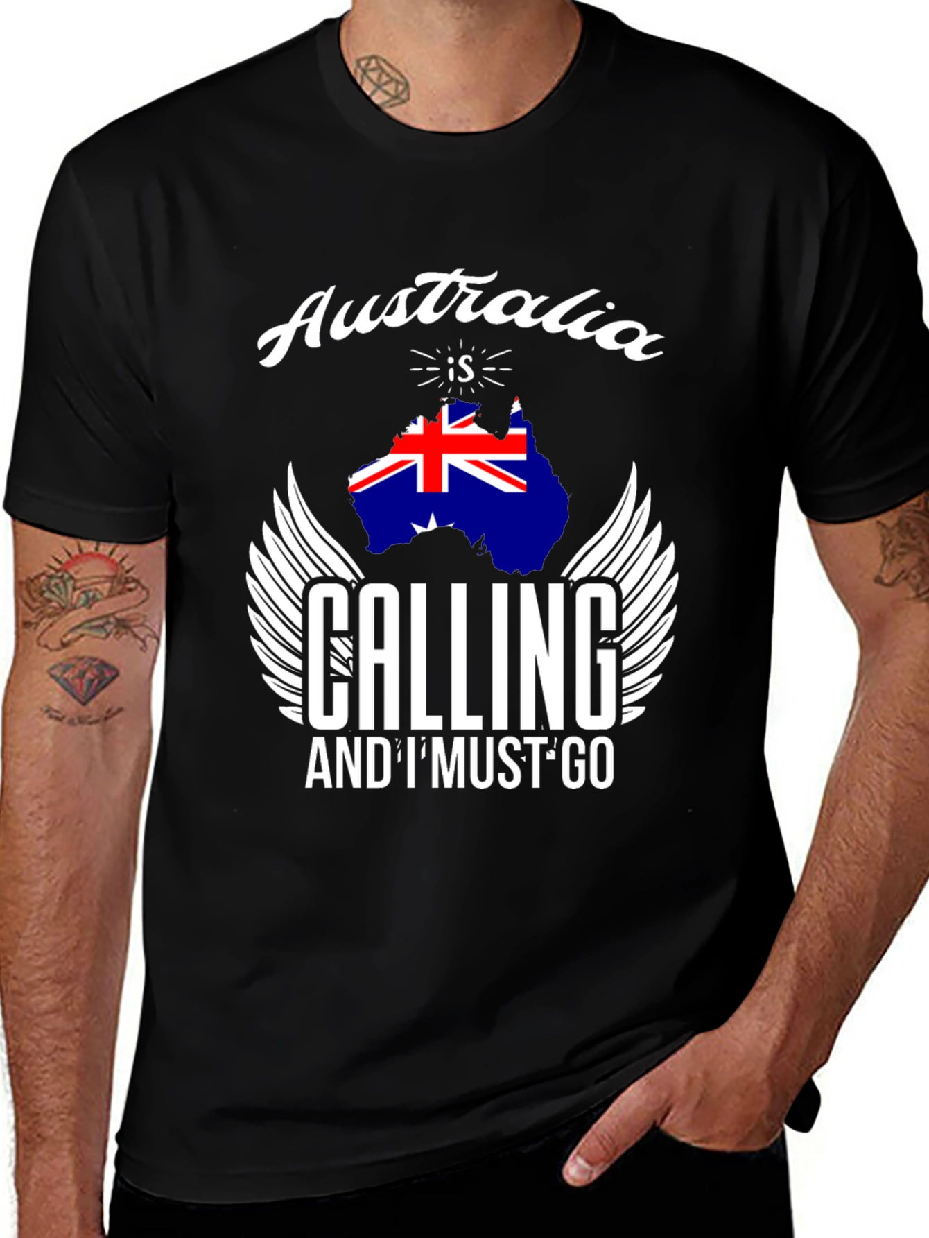 Australia Calling T-Shirt Black Cotton
