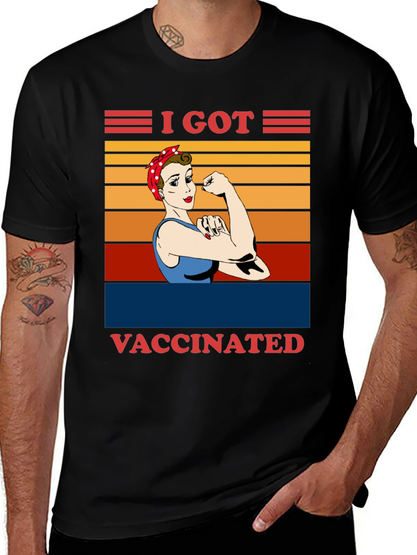 Variant 9 of I Got Vaccinated Rosie the Riveter Graphic Tee