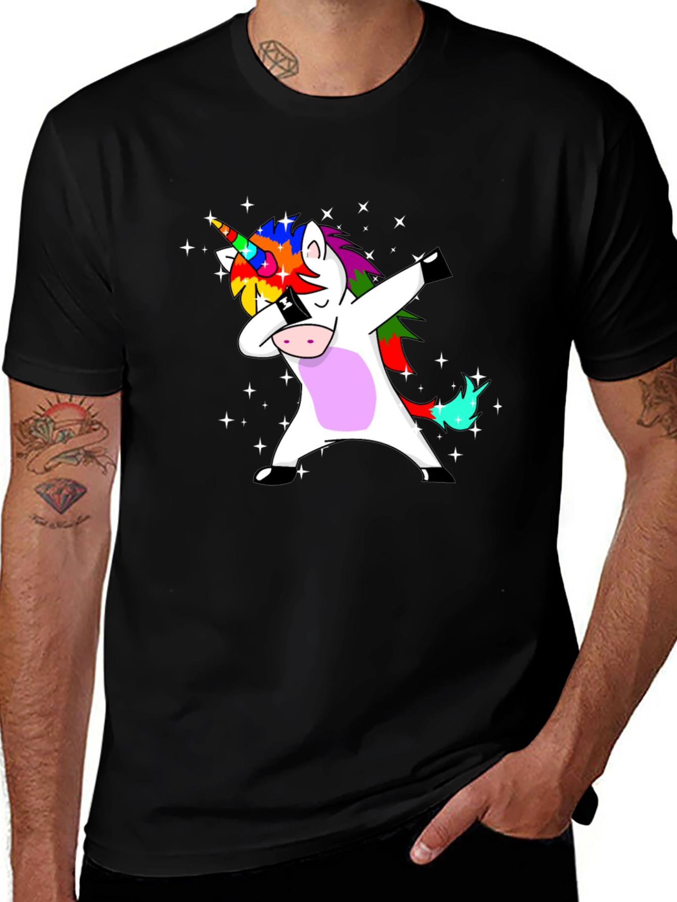 Variant 16 of Unicorn Dabbing T-Shirt - Rainbow Mane