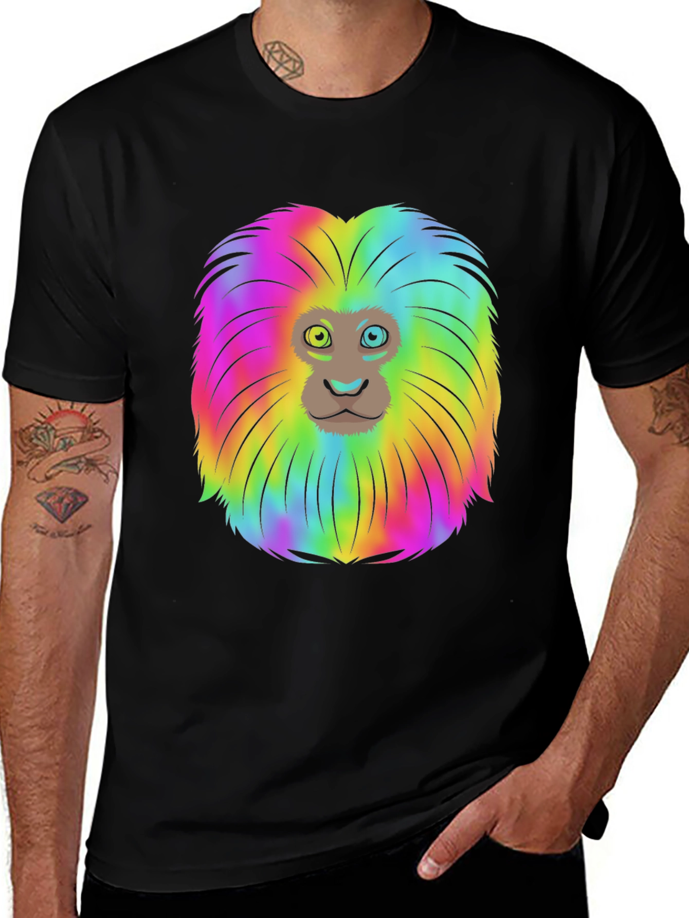Variant 7 of Rainbow Lion Mane Black T-Shirt