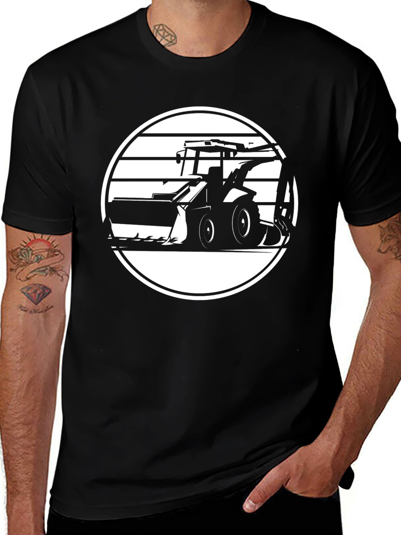 Variant 10 of Black Construction Vehicle Graphic T-Shirt