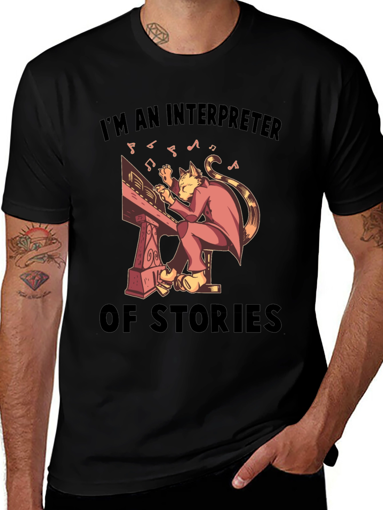 Variant 25 of Interpreter of Stories Cat Musician T-Shirt