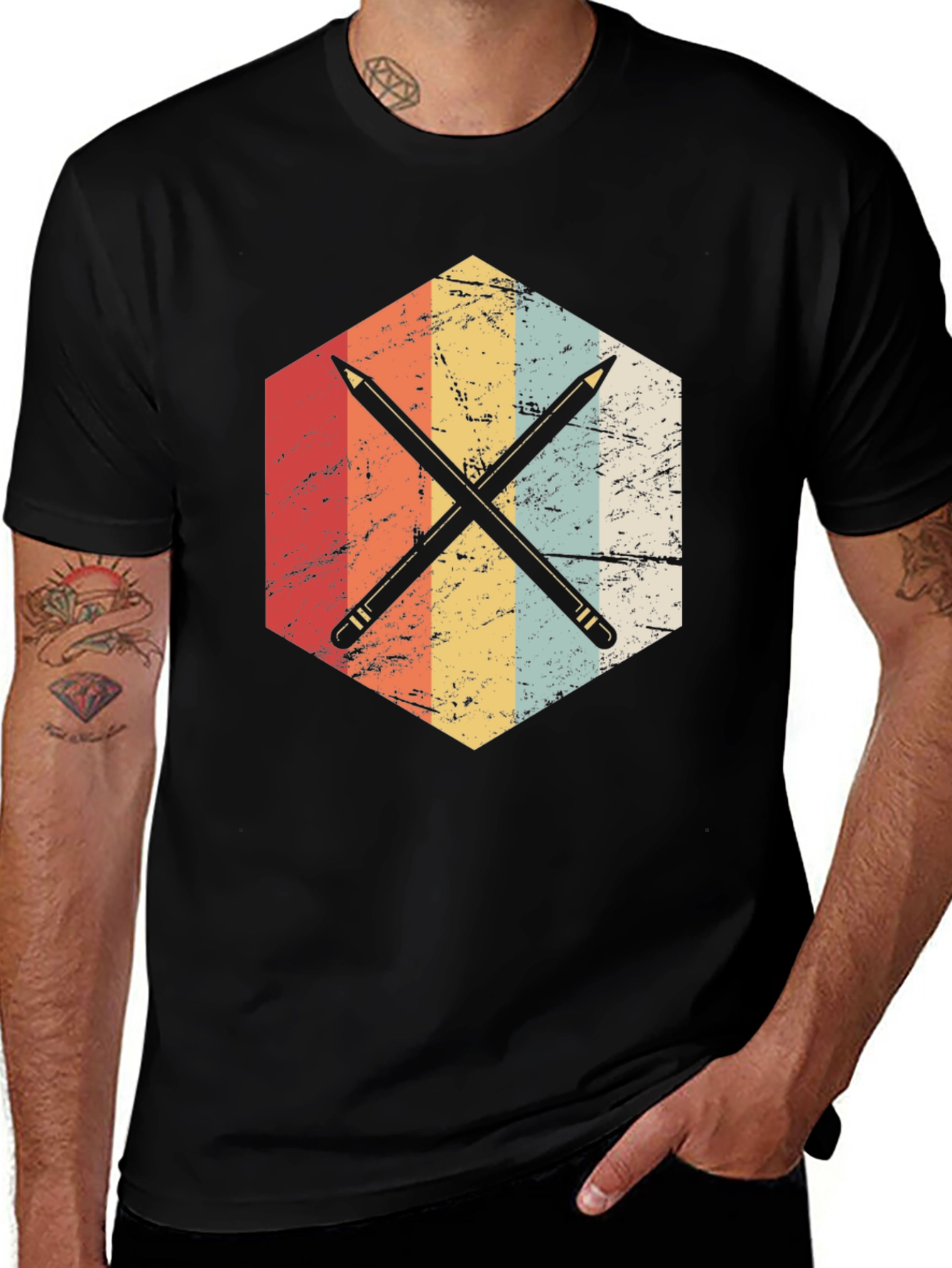 Variant 22 of Retro Crossed Pencils Graphic T-Shirt
