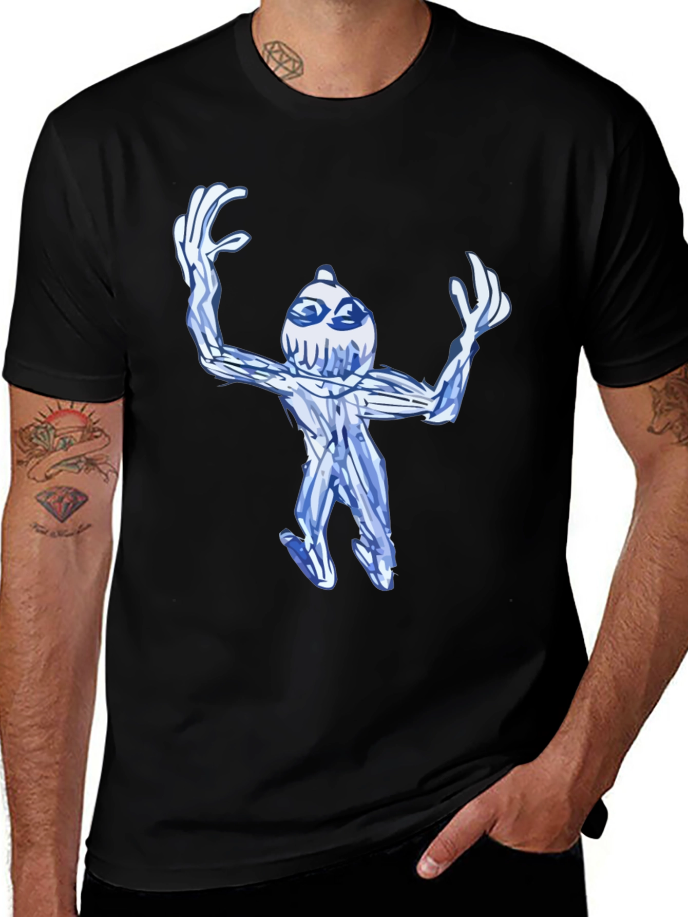 Variant 22 of Abstract Blue Creature Black T-Shirt