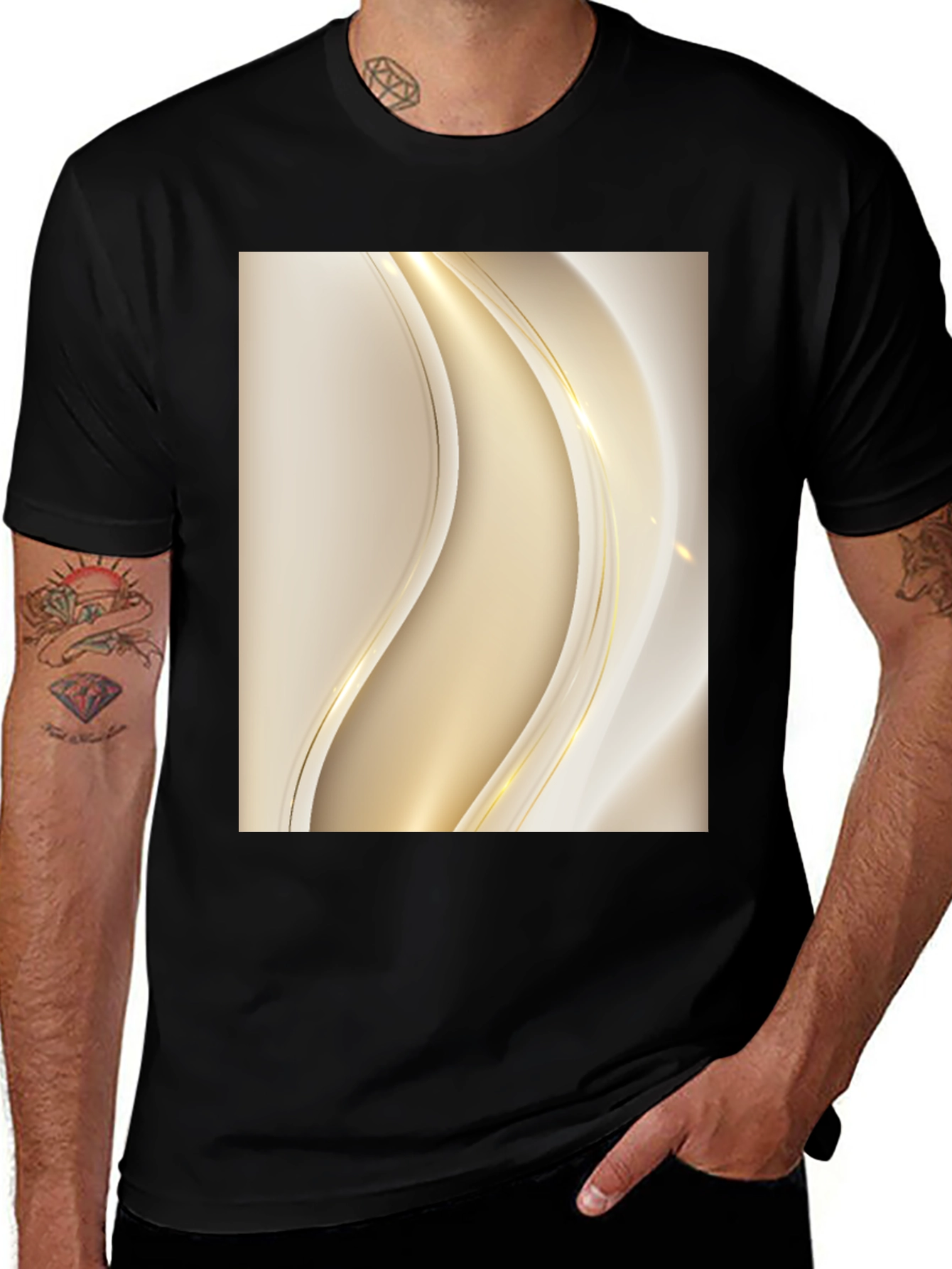 Variant 25 of Elegant Abstract Design Black T-Shirt