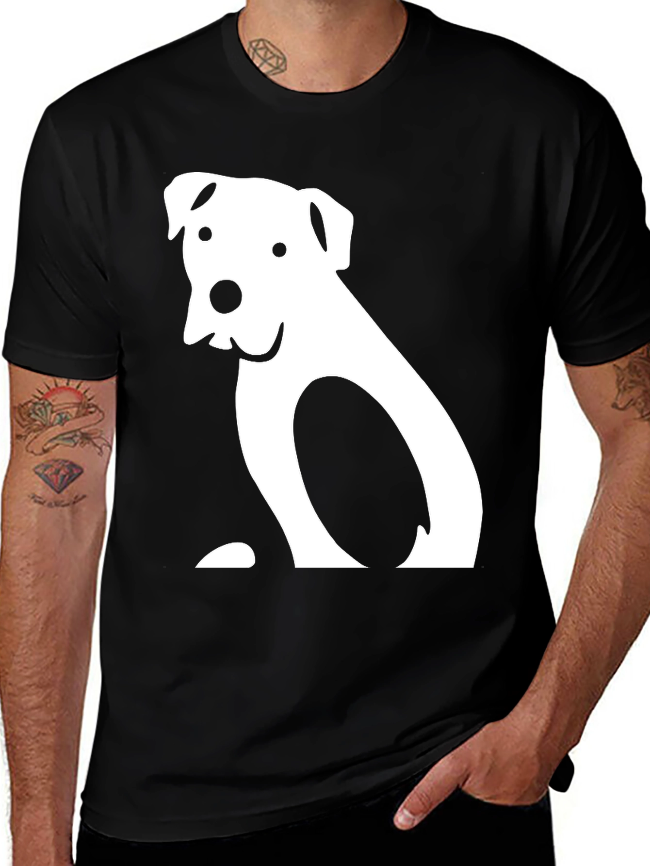 Variant 16 of Dog Graphic T-Shirt - Black Cotton Tee