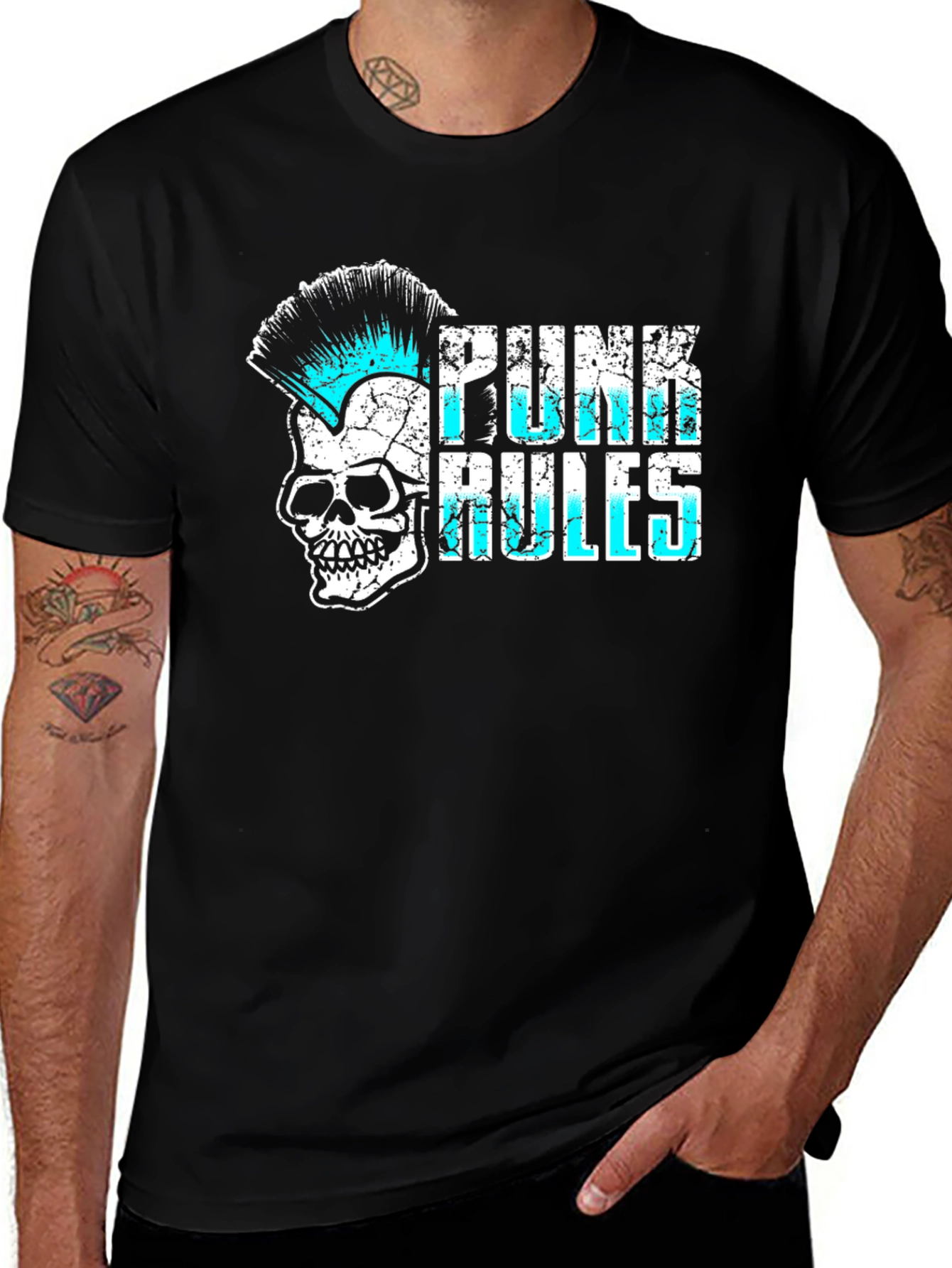 Variant 10 of Punk Rules Skull Graphic T-Shirt