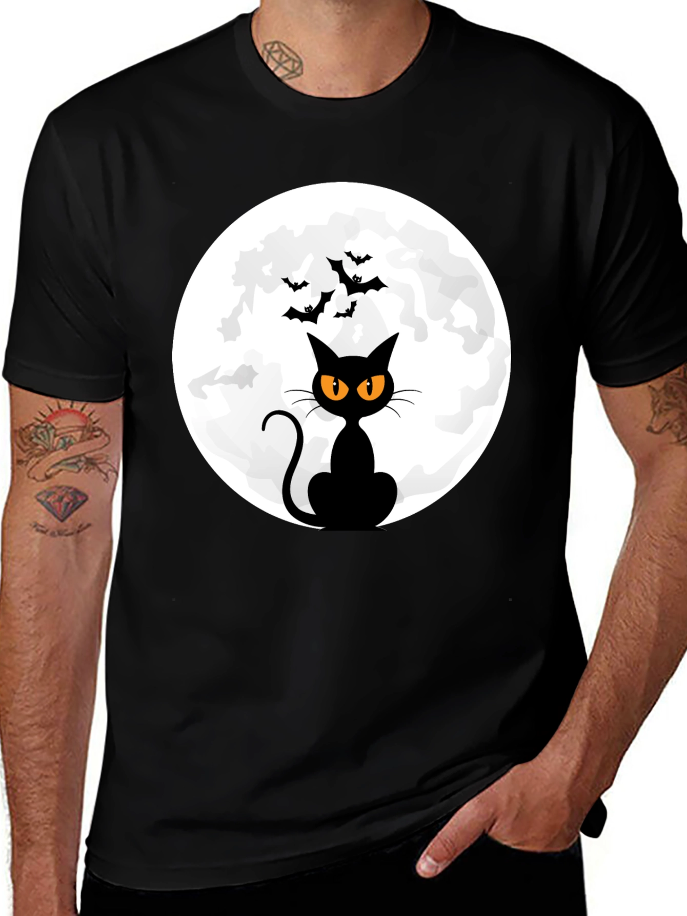Halloween Black Cat Moon T-Shirt