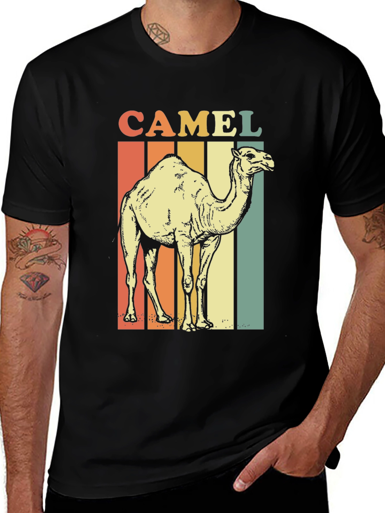 Variant 30 of Retro Camel Graphic Tee - Unisex Black T-Shirt
