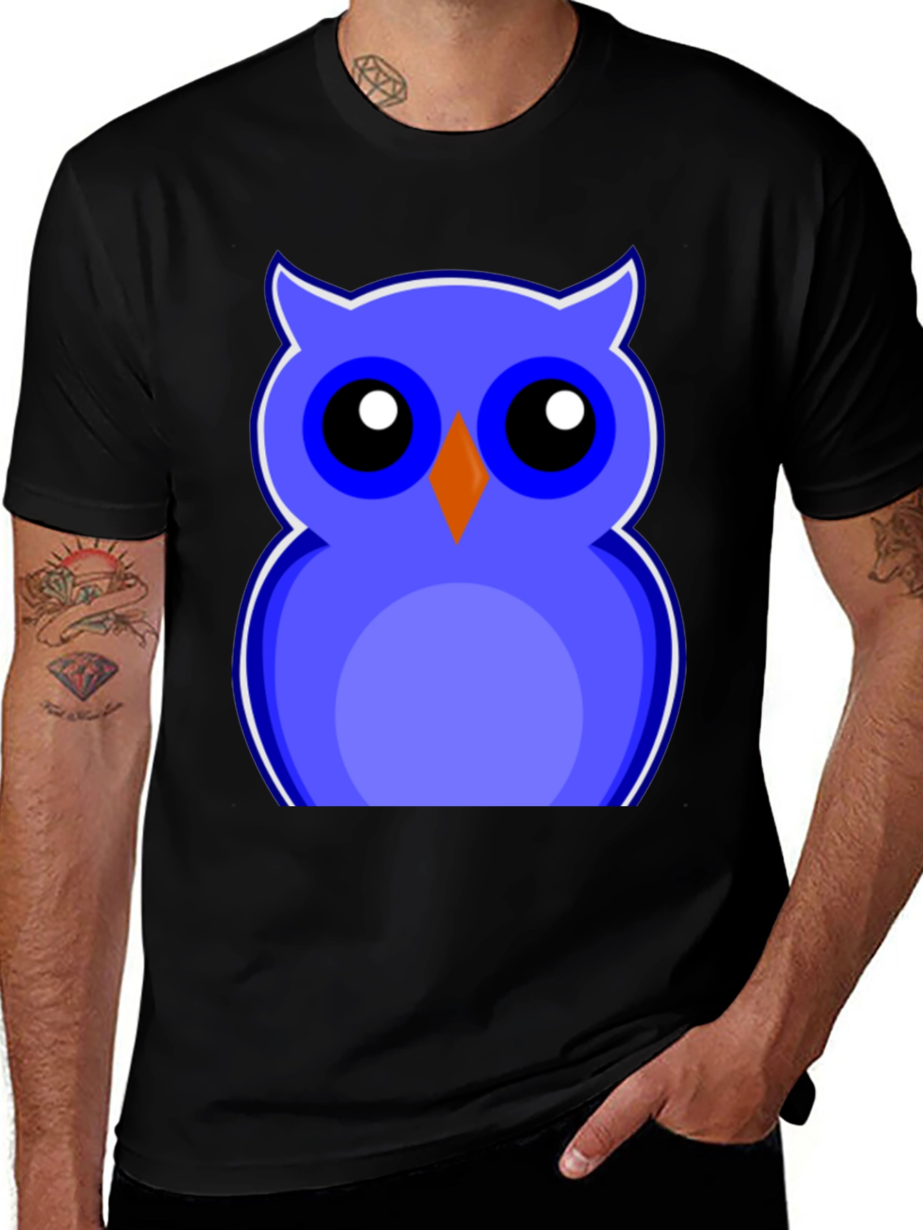 Variant 16 of Cool Cartoon Owl Graphic T-Shirt - Black