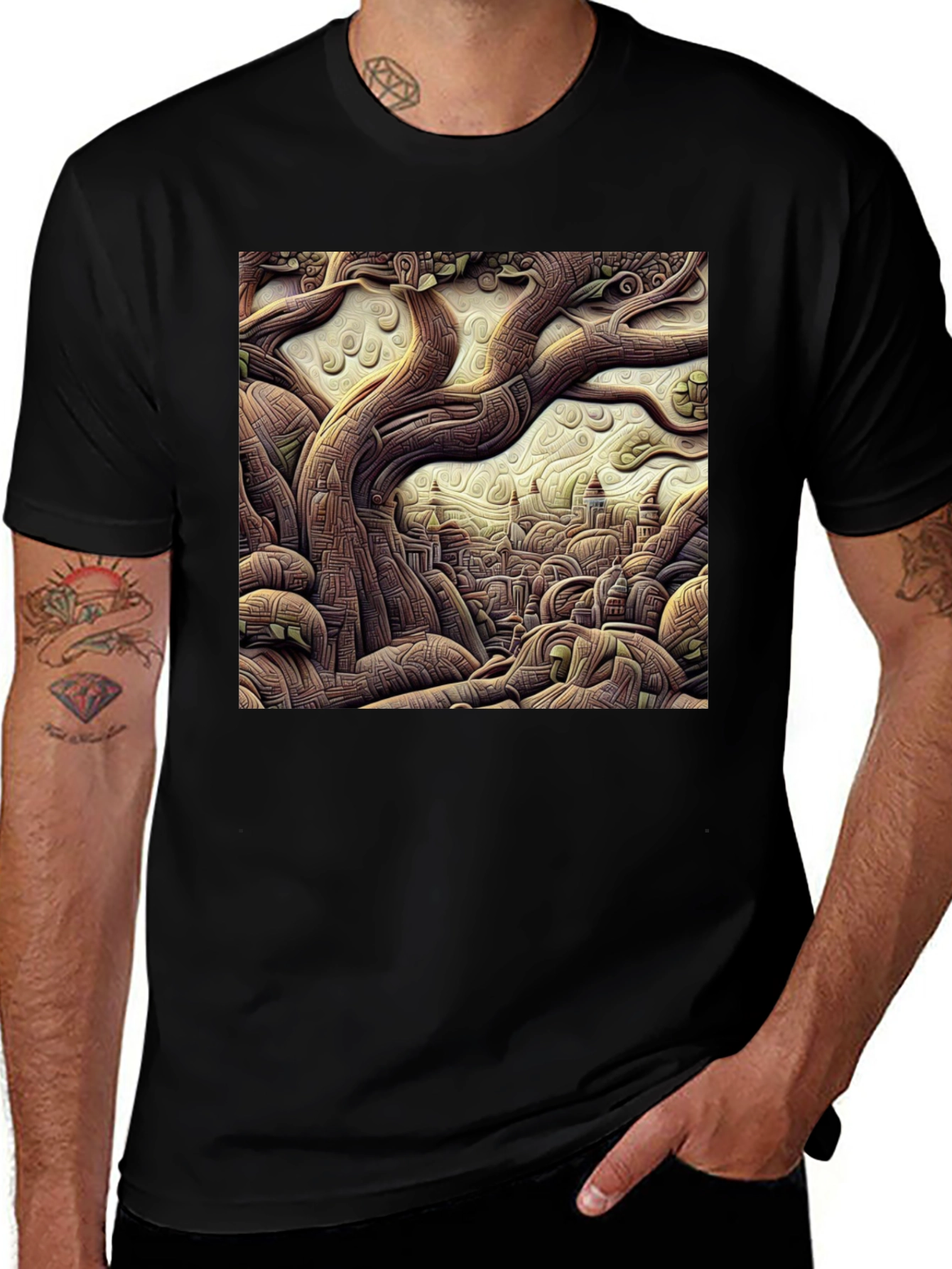 Variant 6 of Artistic Tree of Life Black T-Shirt
