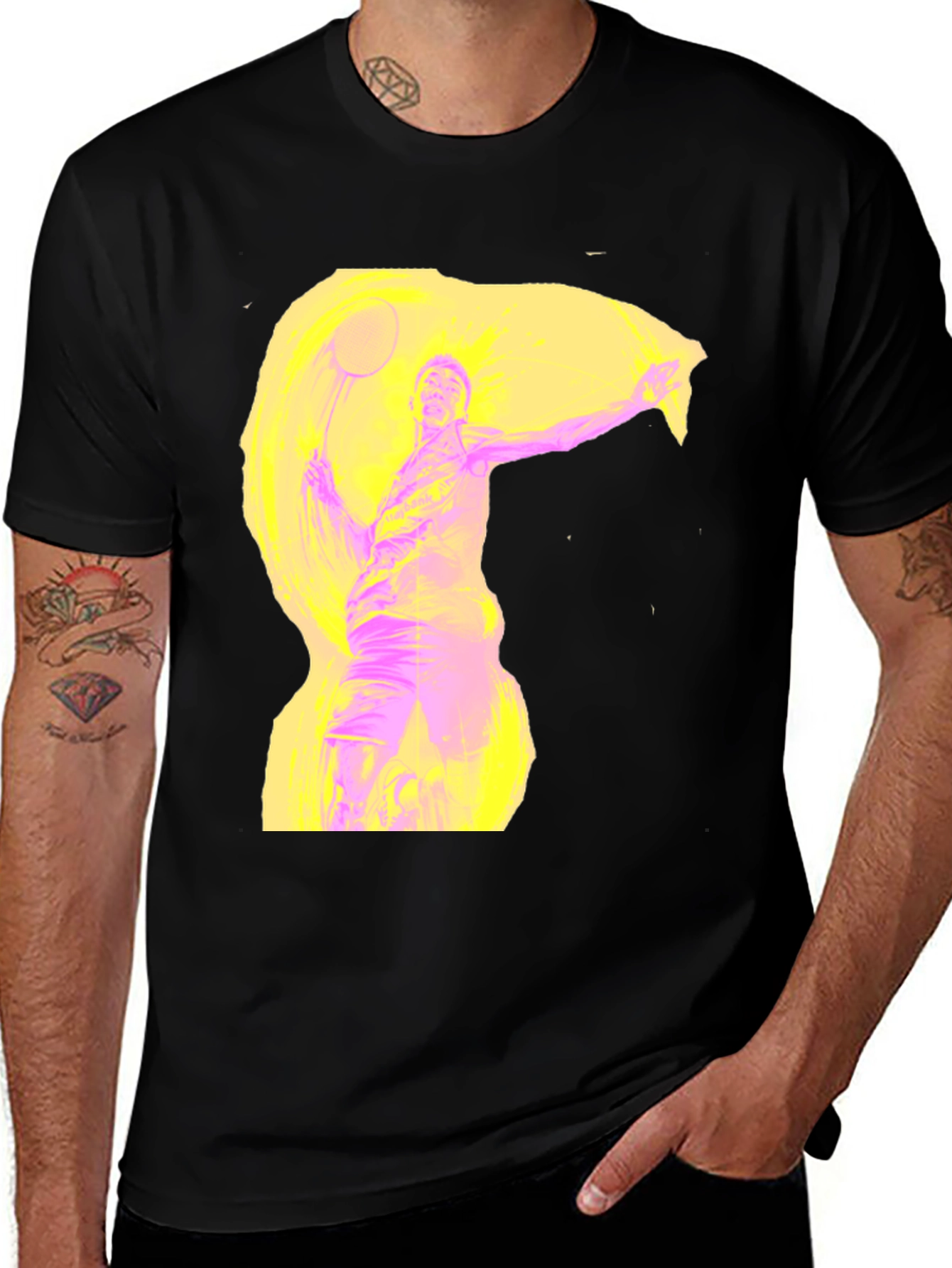 Variant 21 of Abstract Badminton Player Graphic Tee