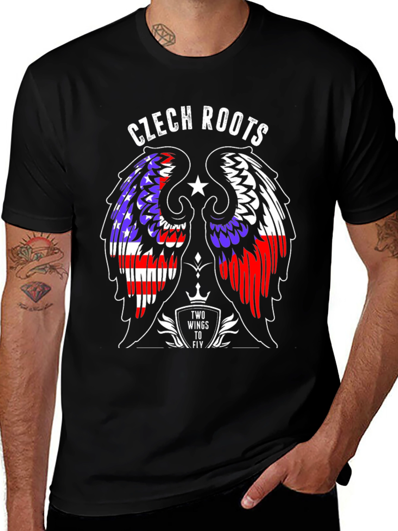 Czech Roots T-Shirt with Winged Design