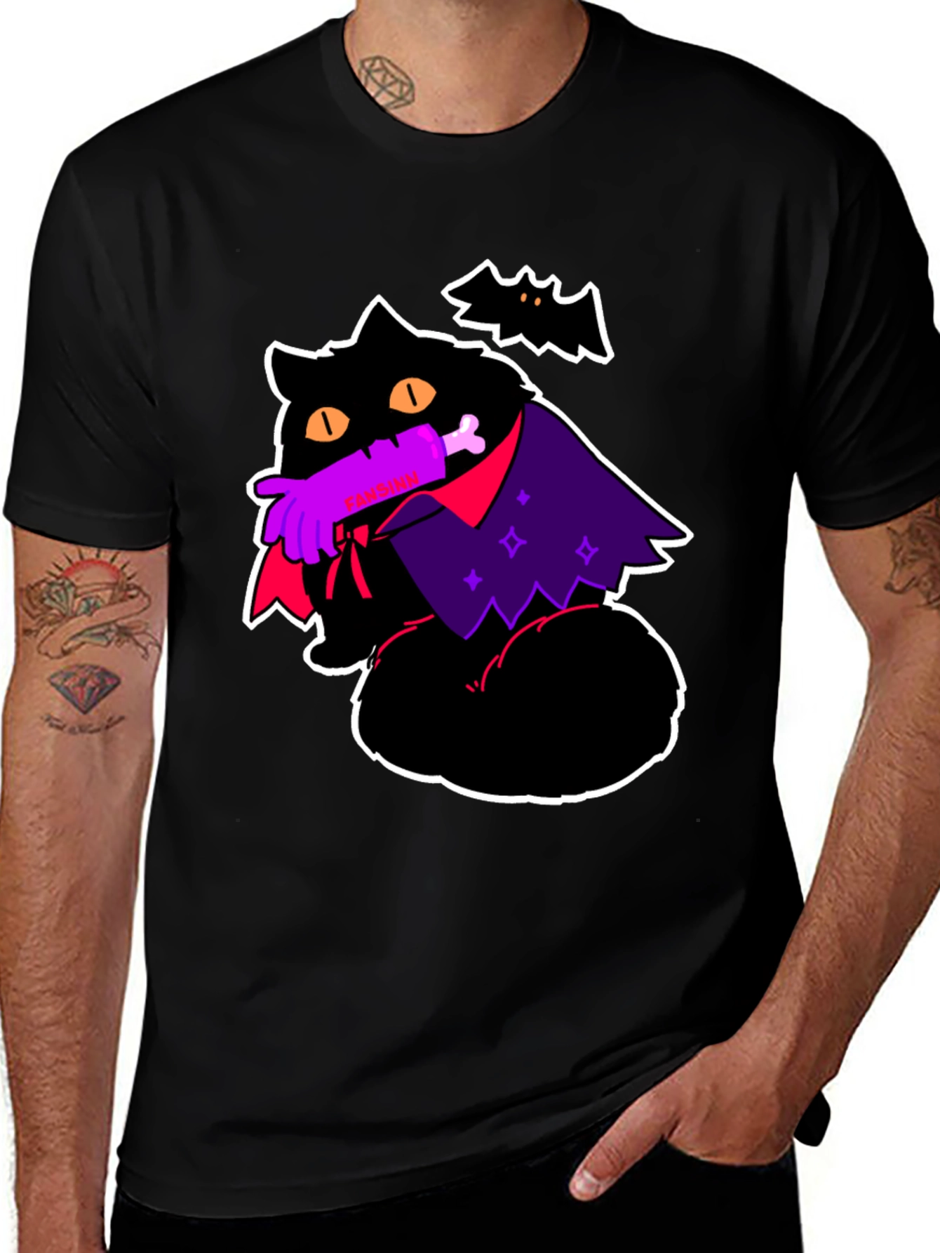 Halloween Vampire Cat Graphic Tee