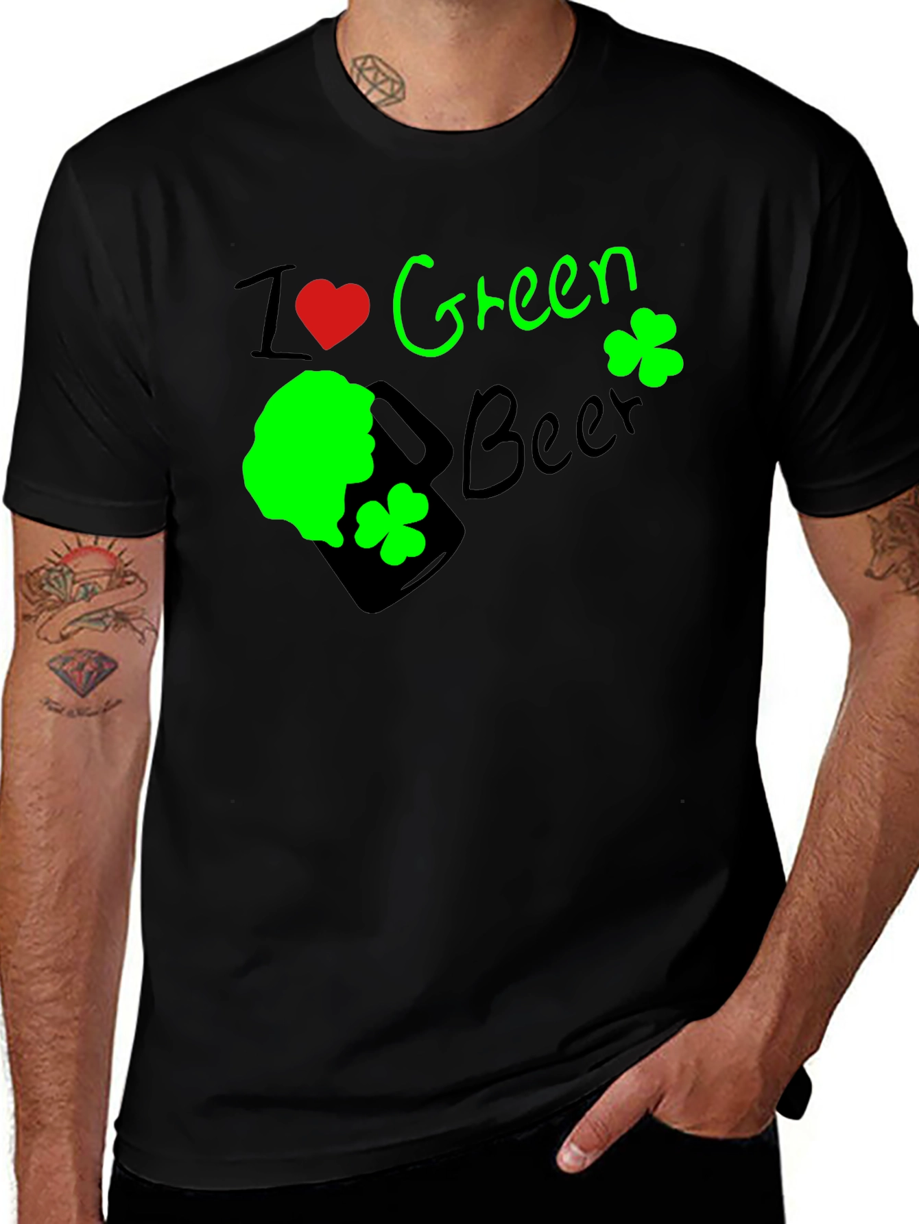 I Heart Green Beer St. Patrick's Day Black T-Shirt