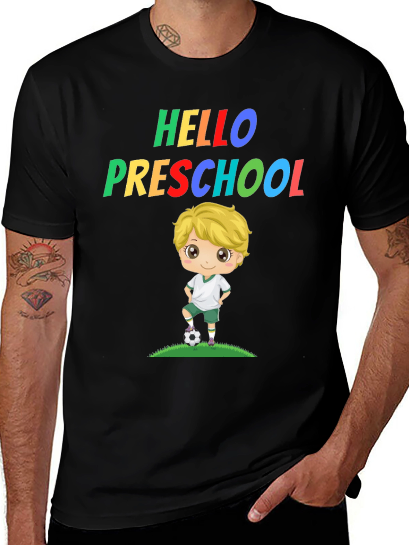 Variant 26 of Hello Preschool Black T-Shirt