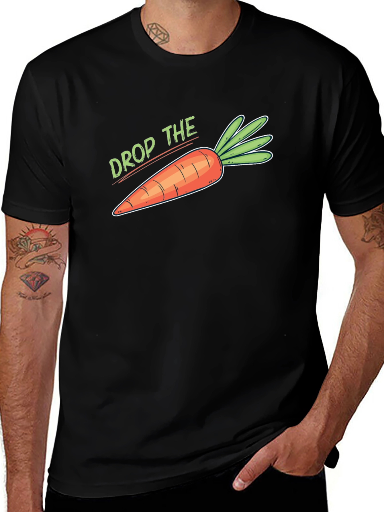Variant 16 of Drop the Carrot Graphic T-Shirt - Unisex Black Tee