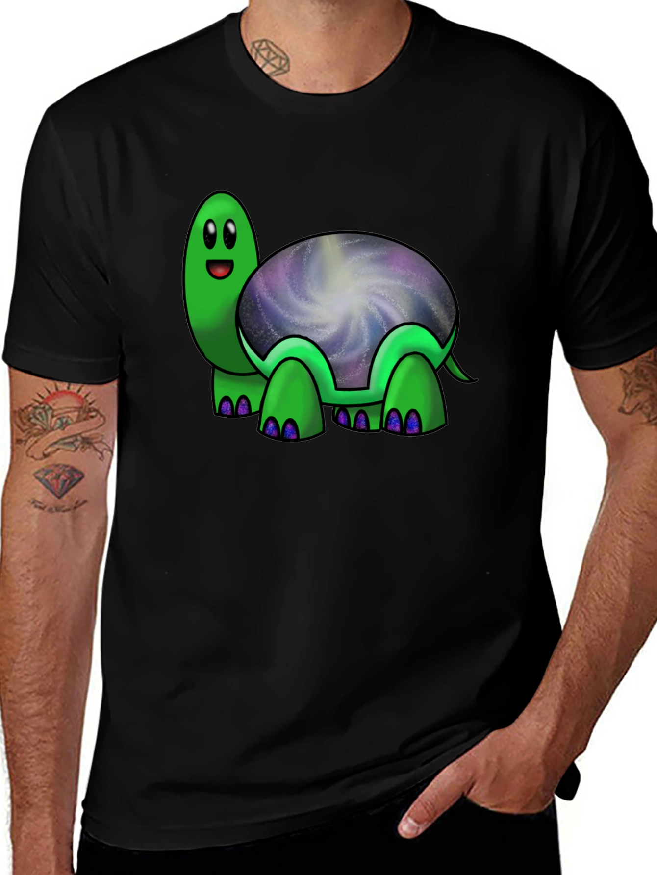 Variant 14 of Cosmic Turtle Graphic Tee - Black T-Shirt