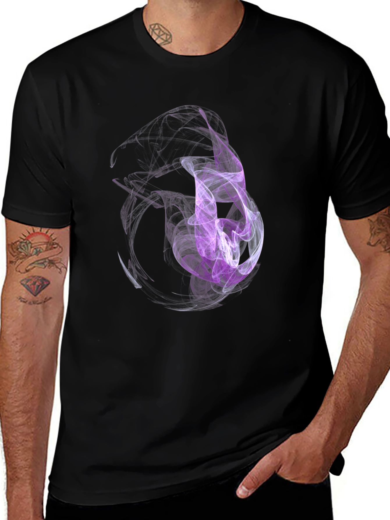 Variant 28 of Abstract Smoke Design Black T-Shirt
