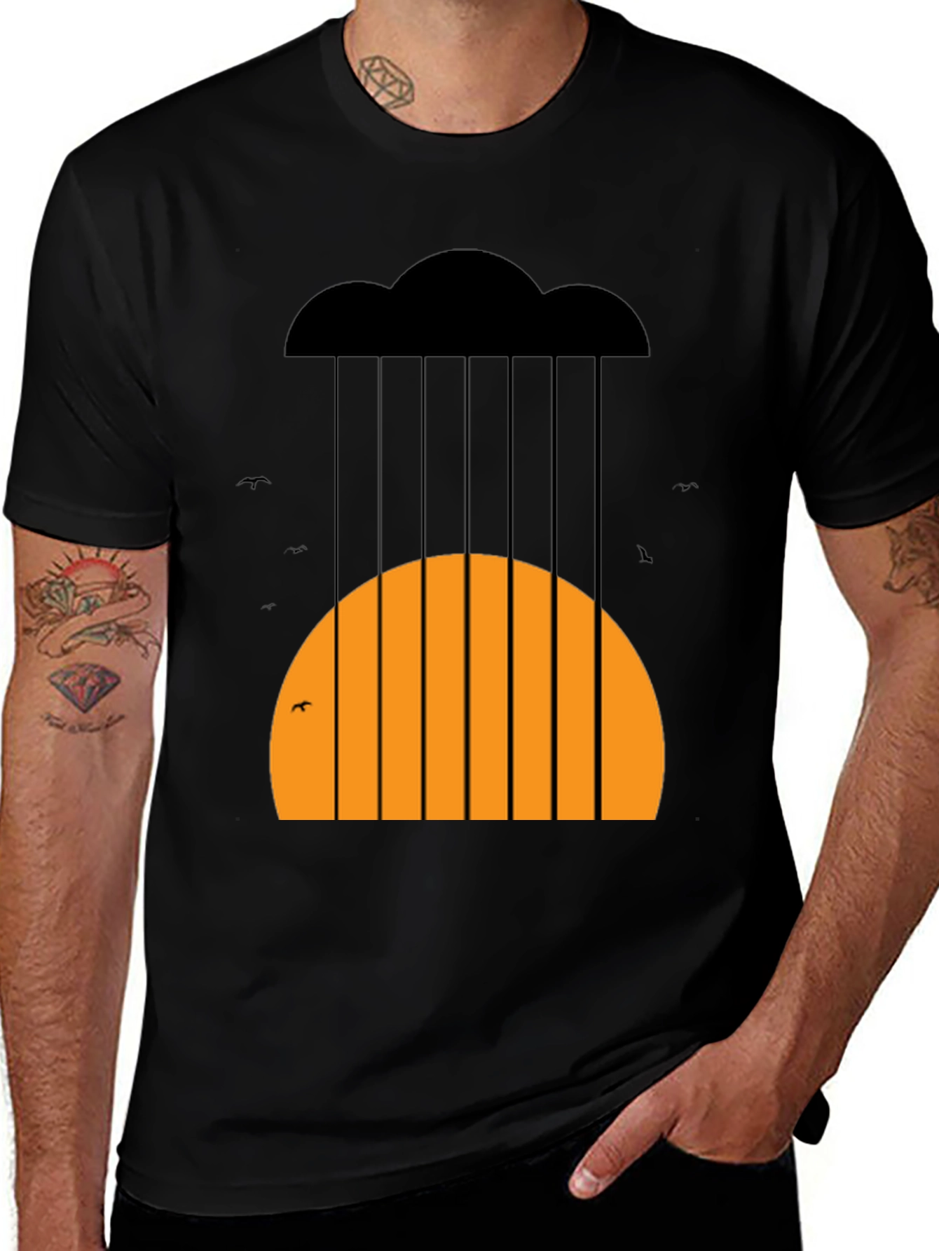 Variant 10 of Graphic Rain Cloud and Sunset Men's T-Shirt