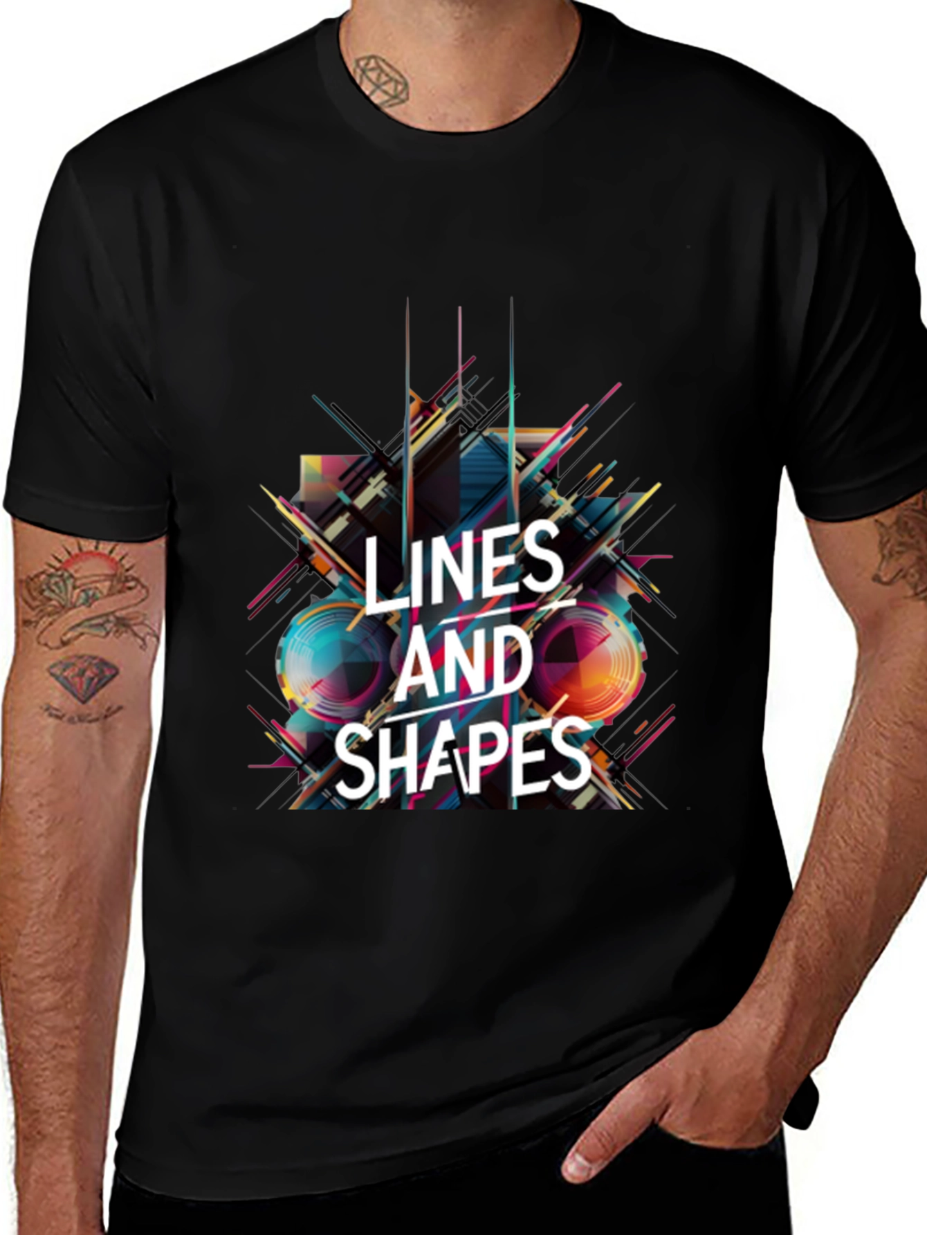 Variant 7 of Lines and Shapes Graphic Tee - Modern Abstract Design