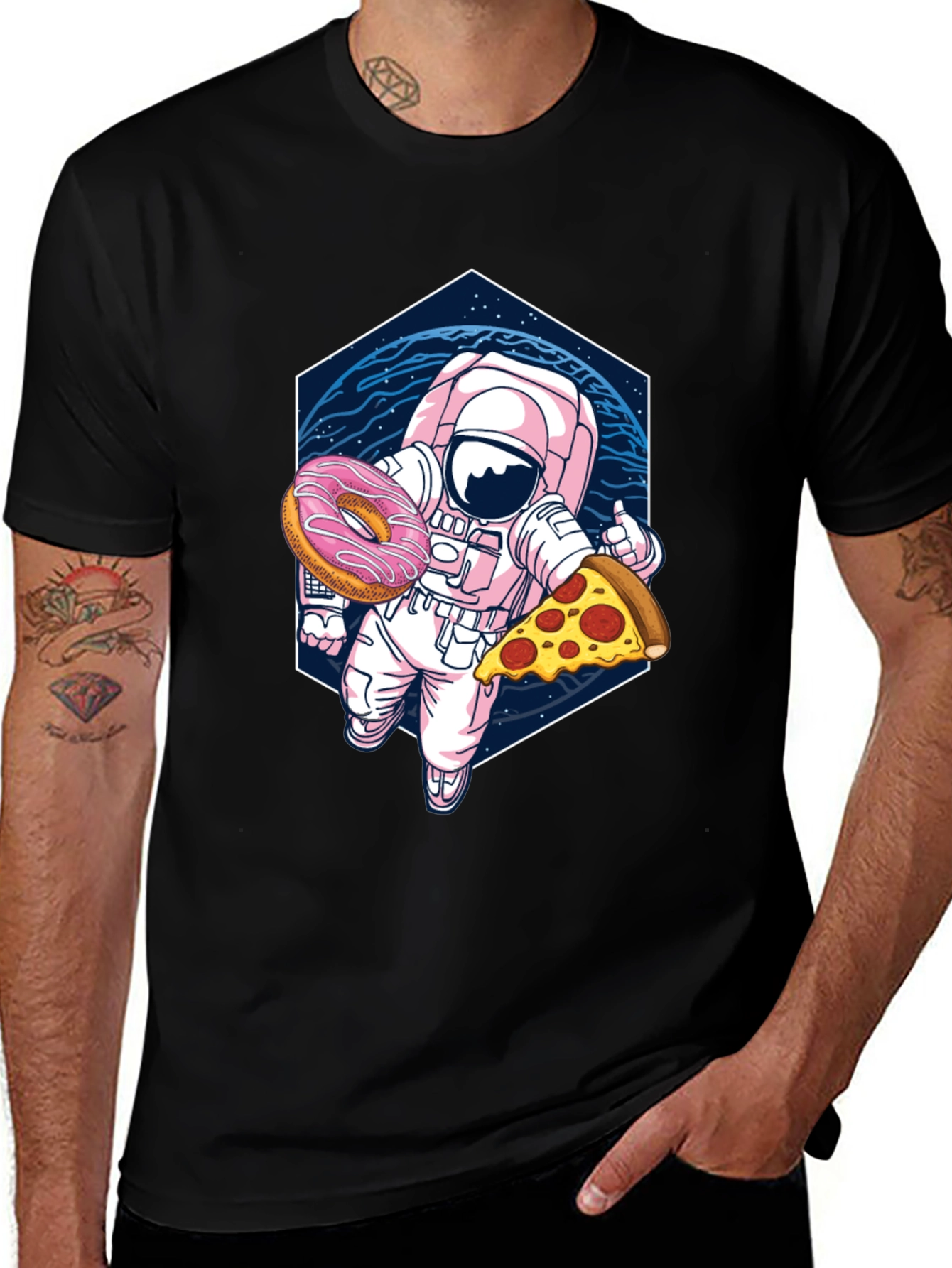 Variant 21 of Astronaut Pizza & Donut Graphic Tee