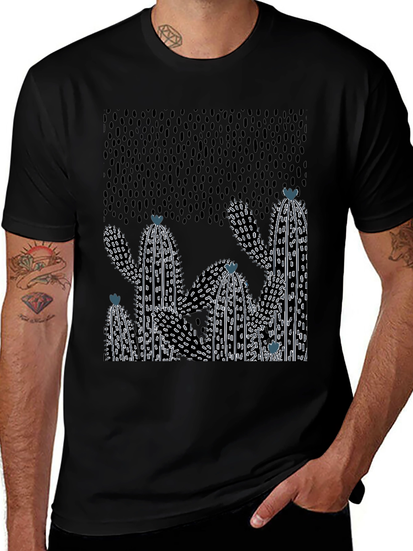 Variant 15 of Cactus Graphic Print Crew Neck T-Shirt