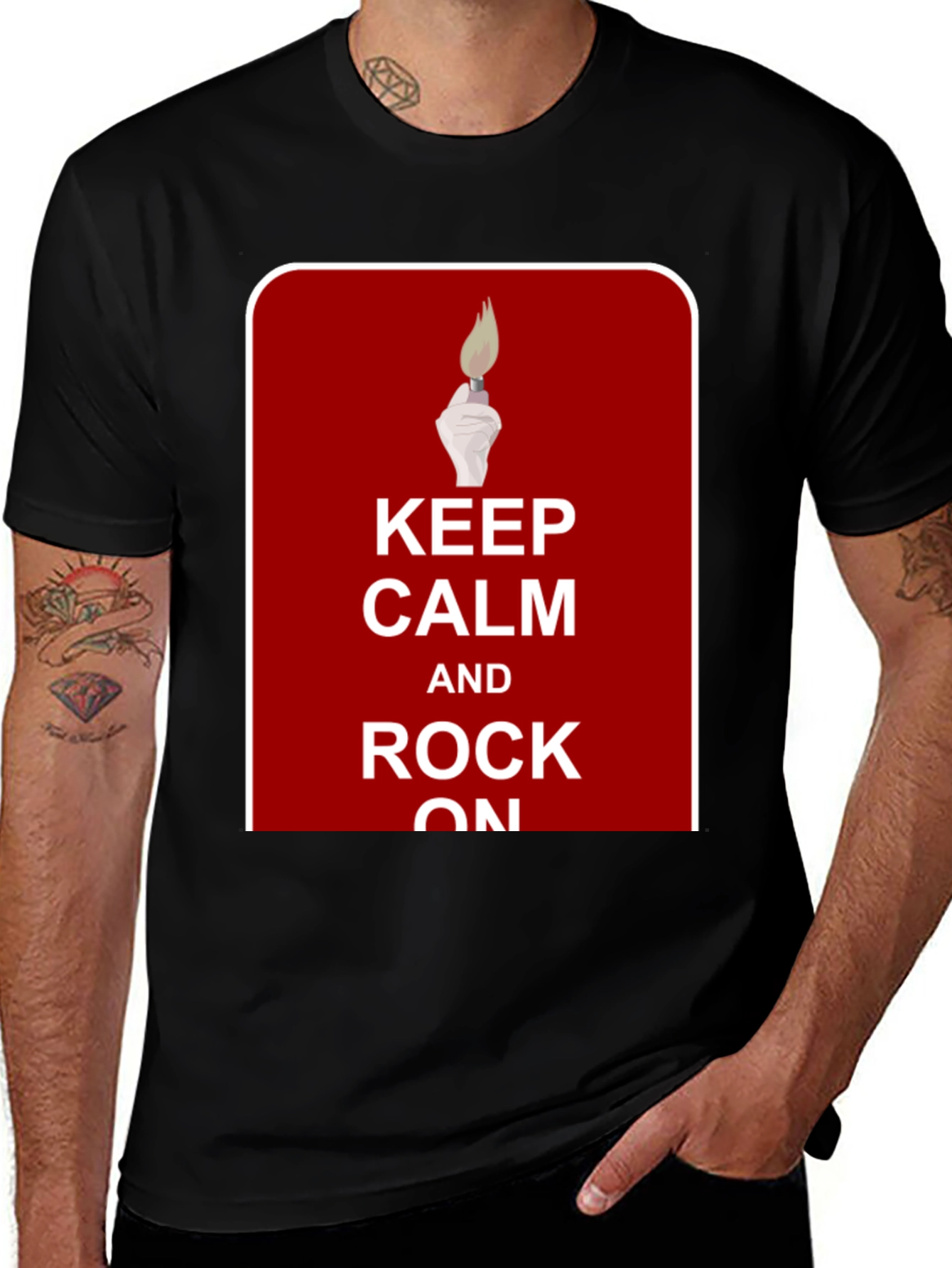 Variant 5 of Keep Calm and Rock On T-Shirt - Novelty Graphic Tee