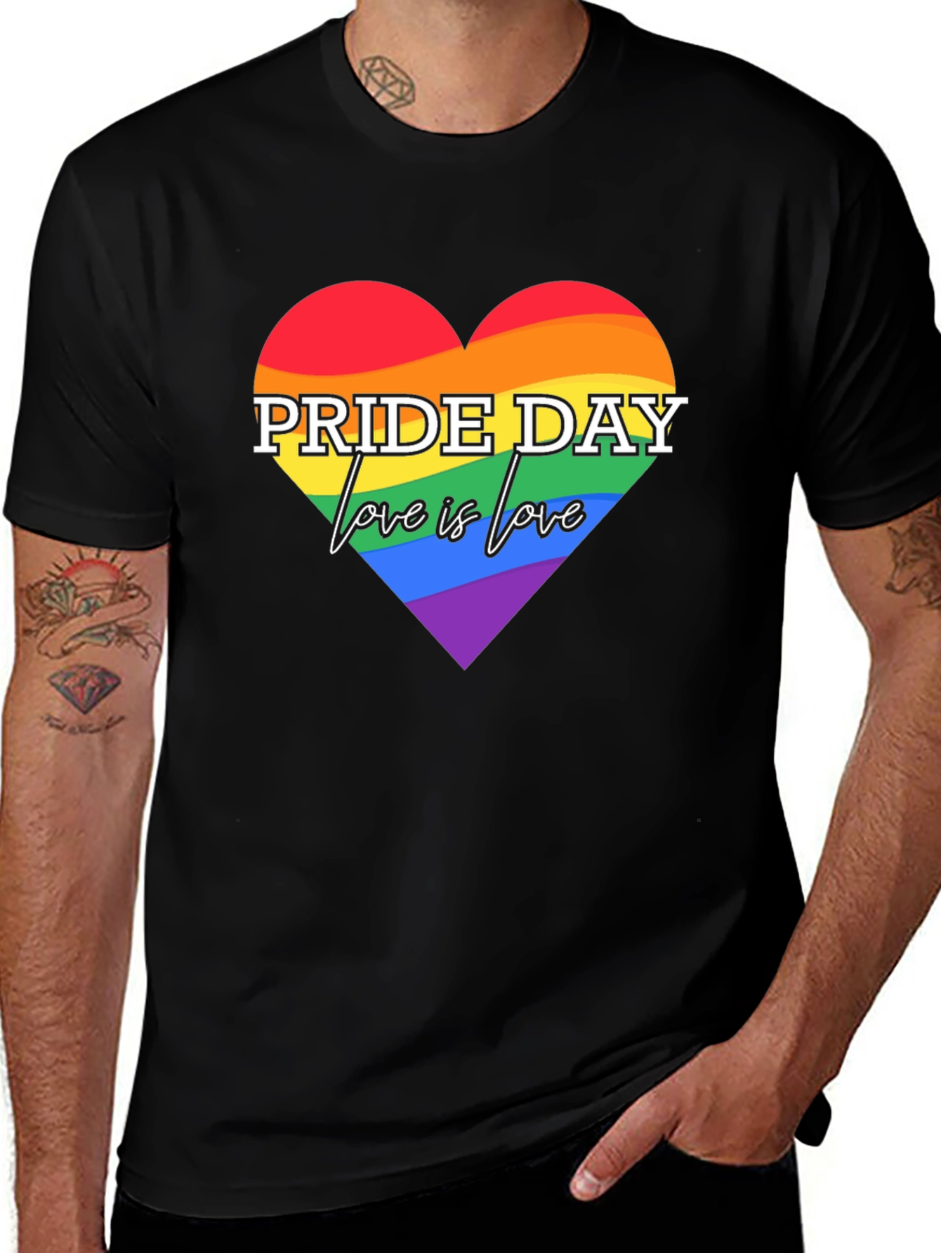 Pride Day Love is Love Rainbow Heart T-Shirt
